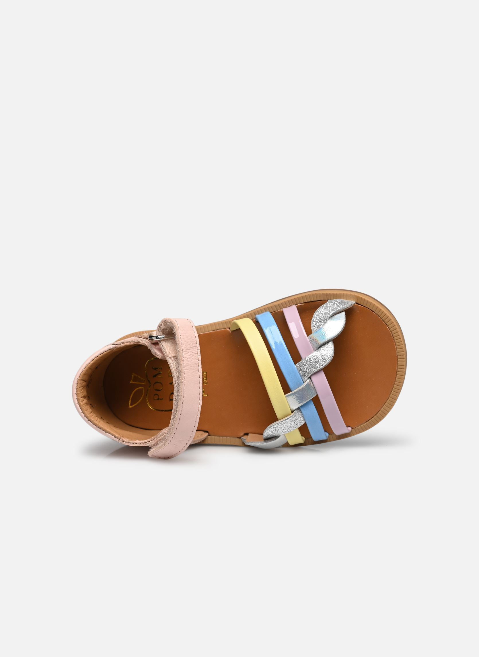 Sandales Poppy Tresse fille rose Pom d Api Sandales Poppy Tresse fille rose POUDRE-MULTICO