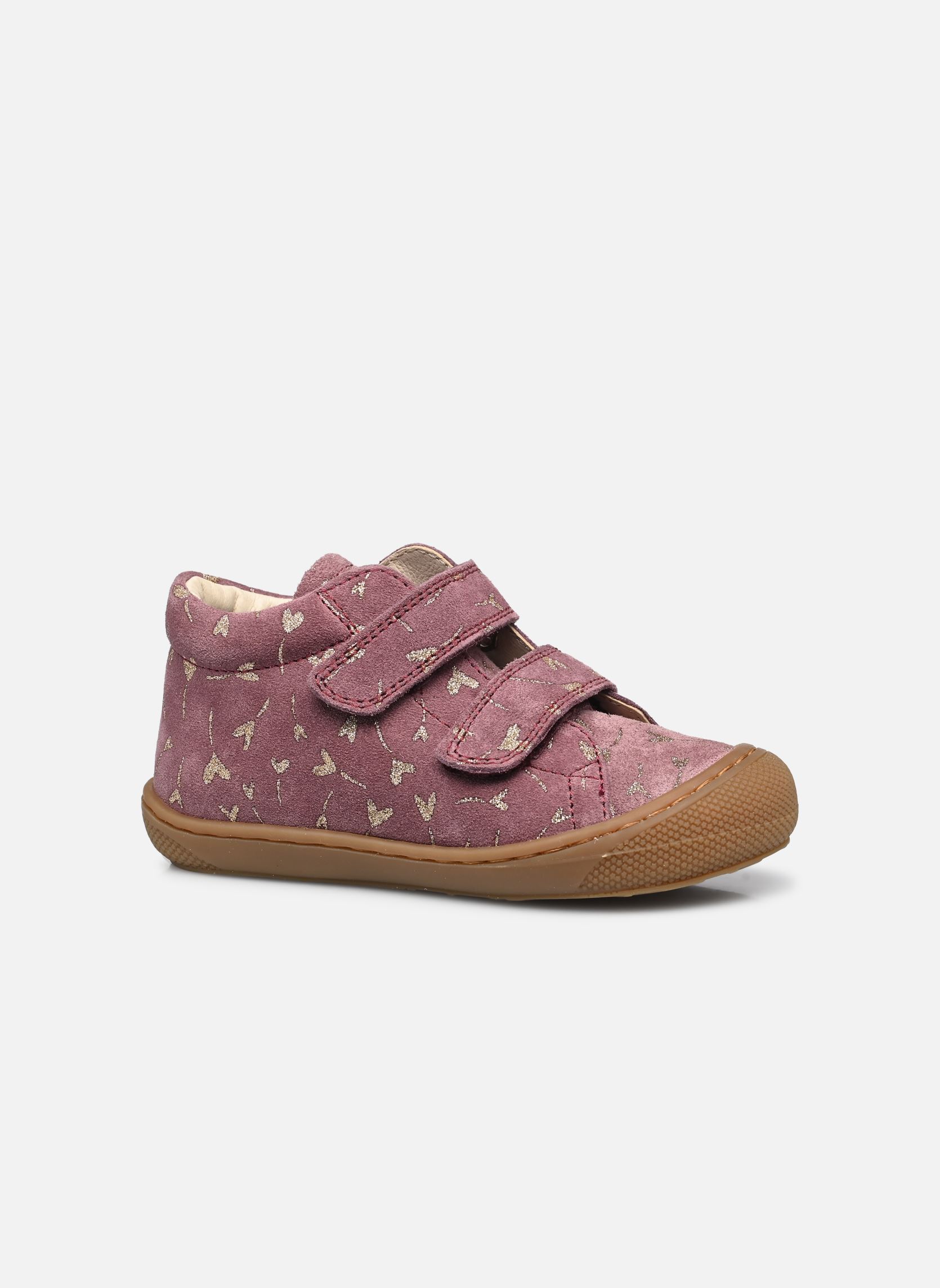 Chaussures premiers pas Cocoon VL fille violet Naturino Chaussures premiers pas Cocoon VL fille violet Suede Pr.Glitter Flower Heart