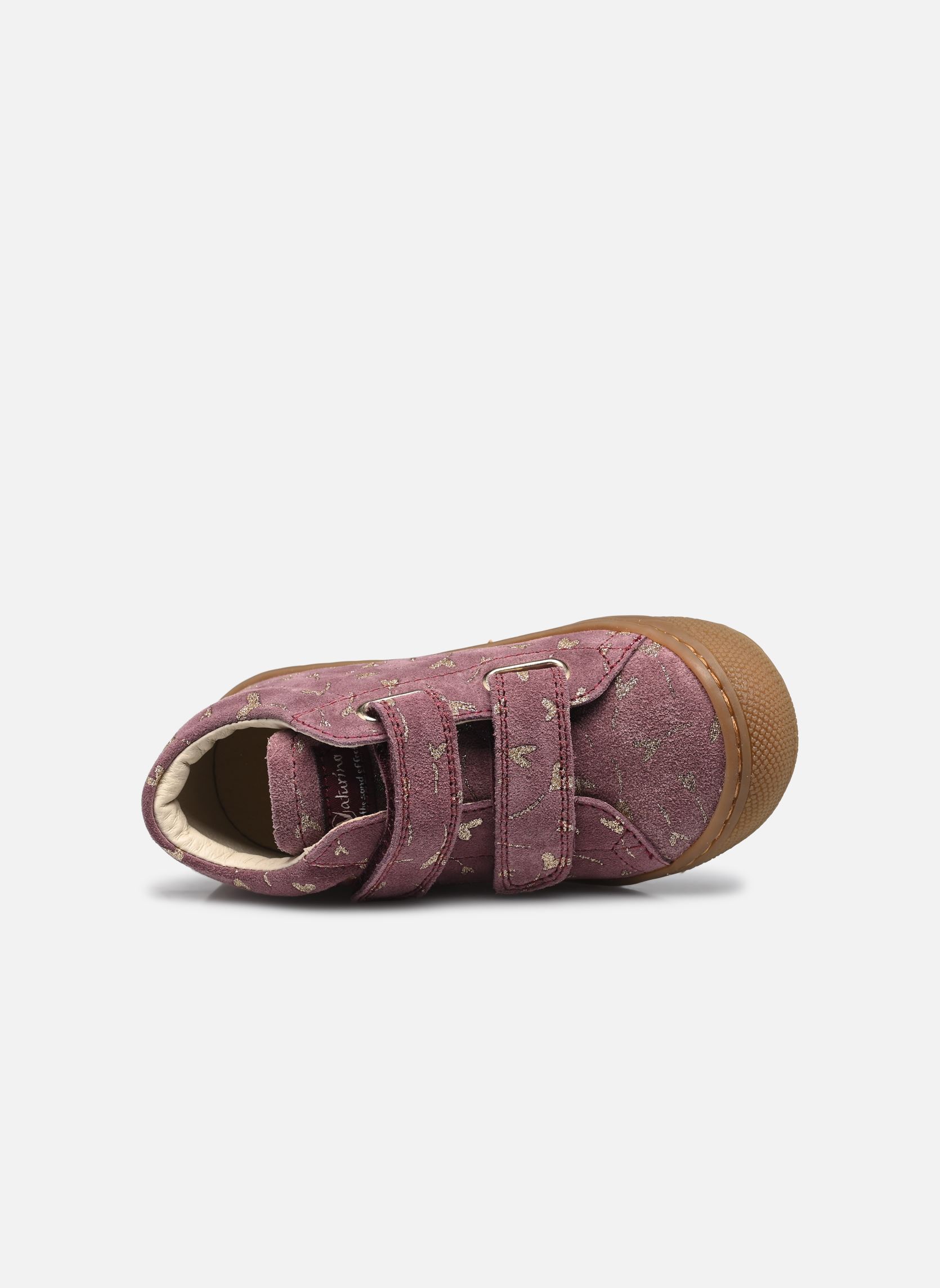 Chaussures premiers pas Cocoon VL fille violet Naturino Chaussures premiers pas Cocoon VL fille violet Suede Pr.Glitter Flower Heart