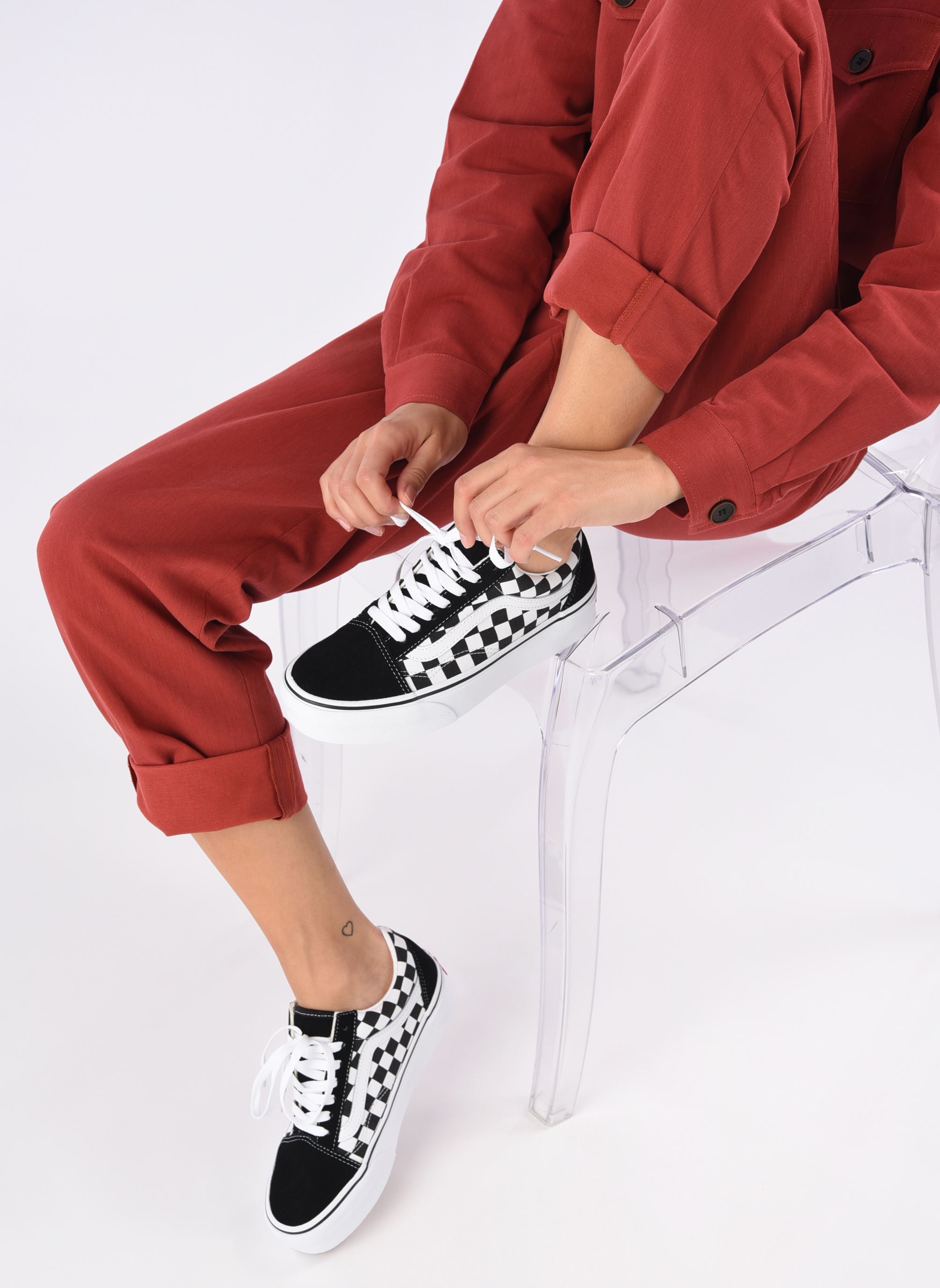 Niedrige Sneaker Old Skool Platform damen schwarz Vans Niedrige Sneaker Old Skool Platform damen schwarz (CHECKERBOARD) BLACKTRUE WHITE