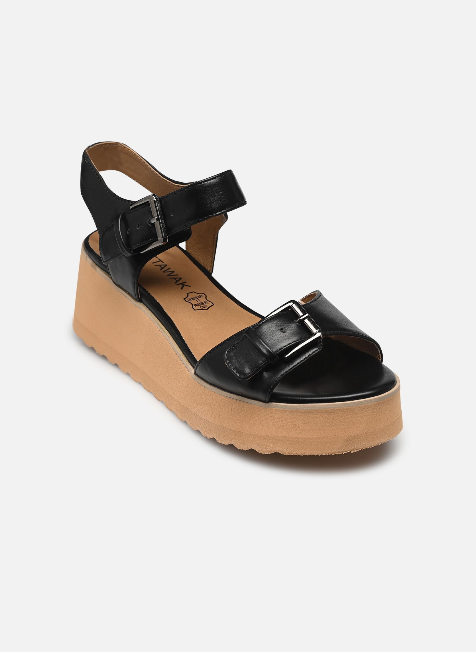 Sandali con zeppa e plateau Helena donna nero Chattawak Sandali con zeppa e plateau Helena donna nero Noir new