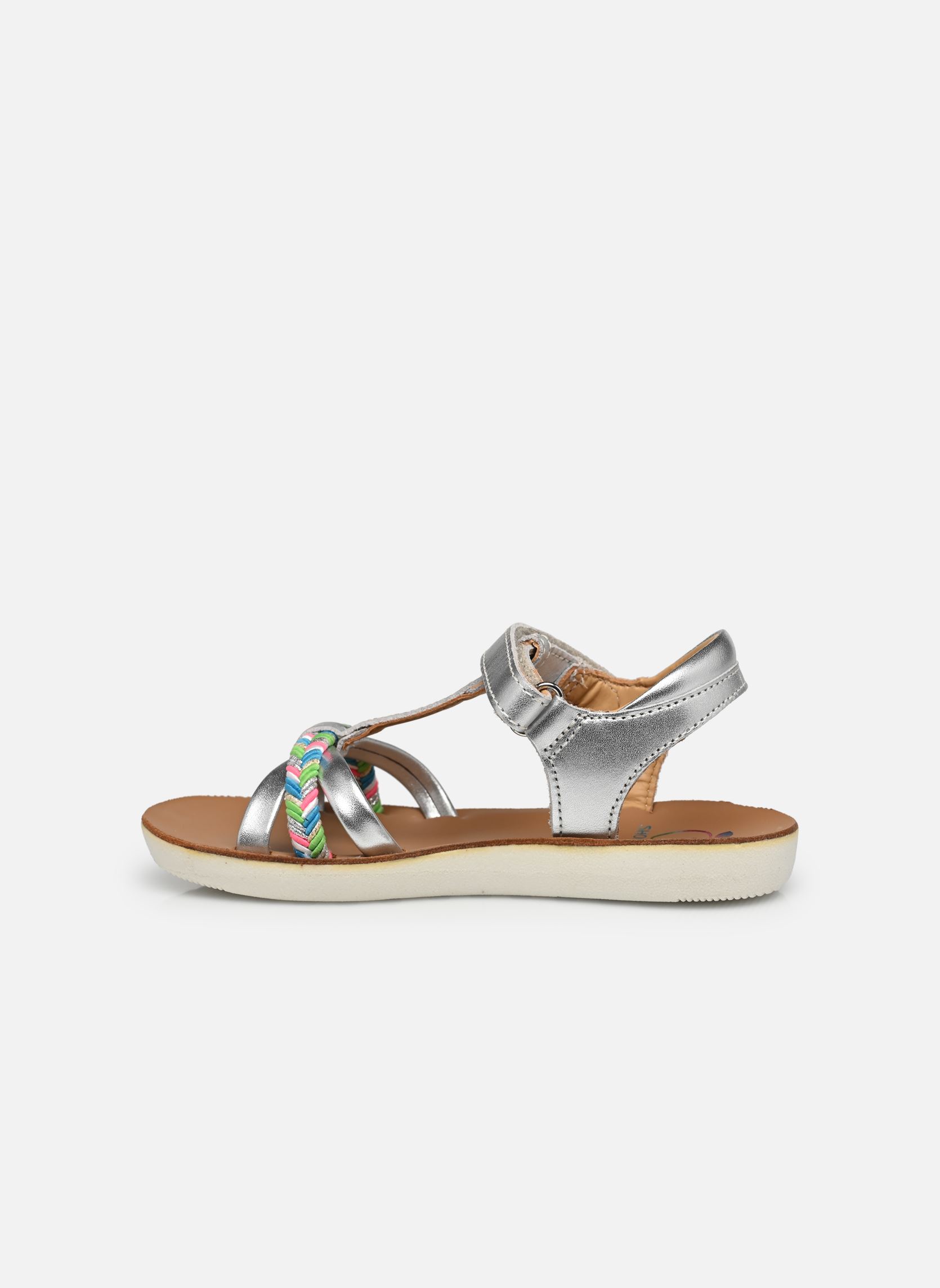Sandales Goa Salome fille argent Shoo Pom Sandales Goa Salome fille argent SILVER-VERT FLUO