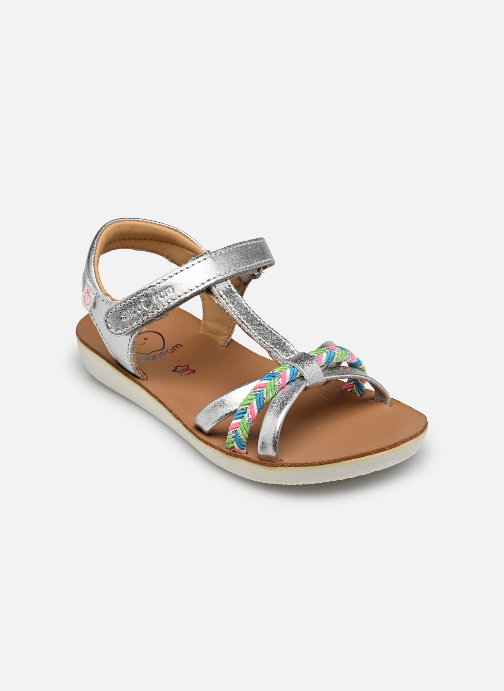 Sandales Goa Salome fille argent Shoo Pom Sandales Goa Salome fille argent SILVER-VERT FLUO