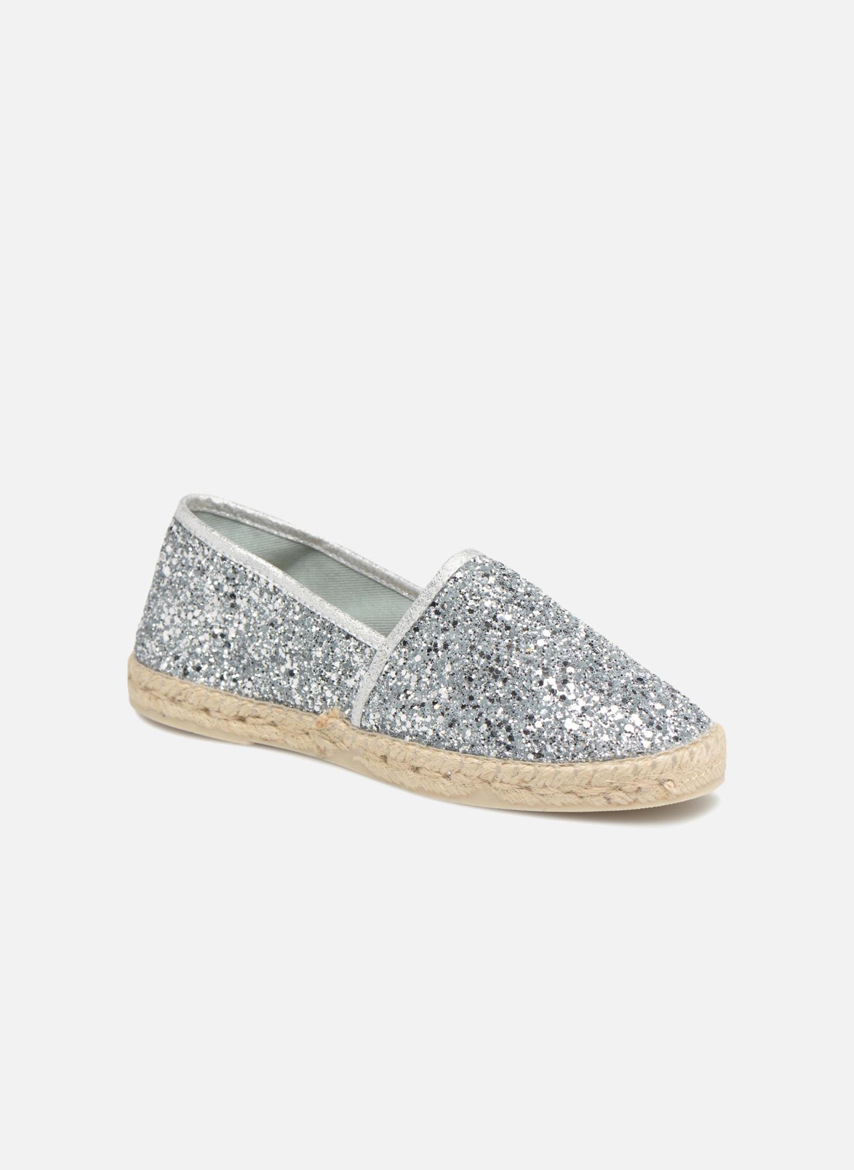 Platte espadrilles Espadrille 324 Glitter dames zilver La maison de l'espadrille Platte espadrilles Espadrille 324 Glitter dames zilver Argent