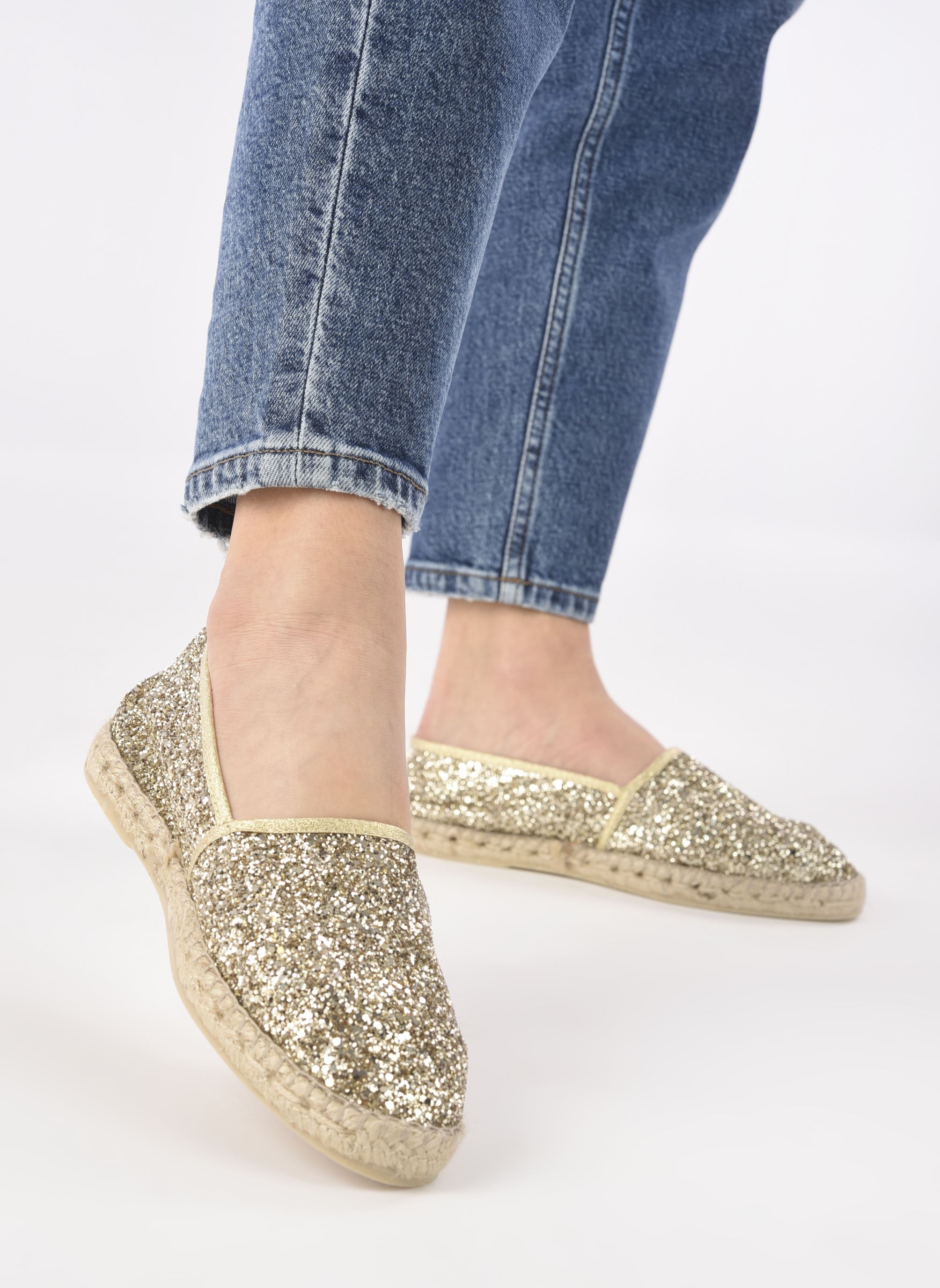 Espadrilles plates Espadrille 324 Glitter femme or et bronze La maison de l'espadrille Espadrilles plates Espadrille 324 Glitter femme or et bronze Or