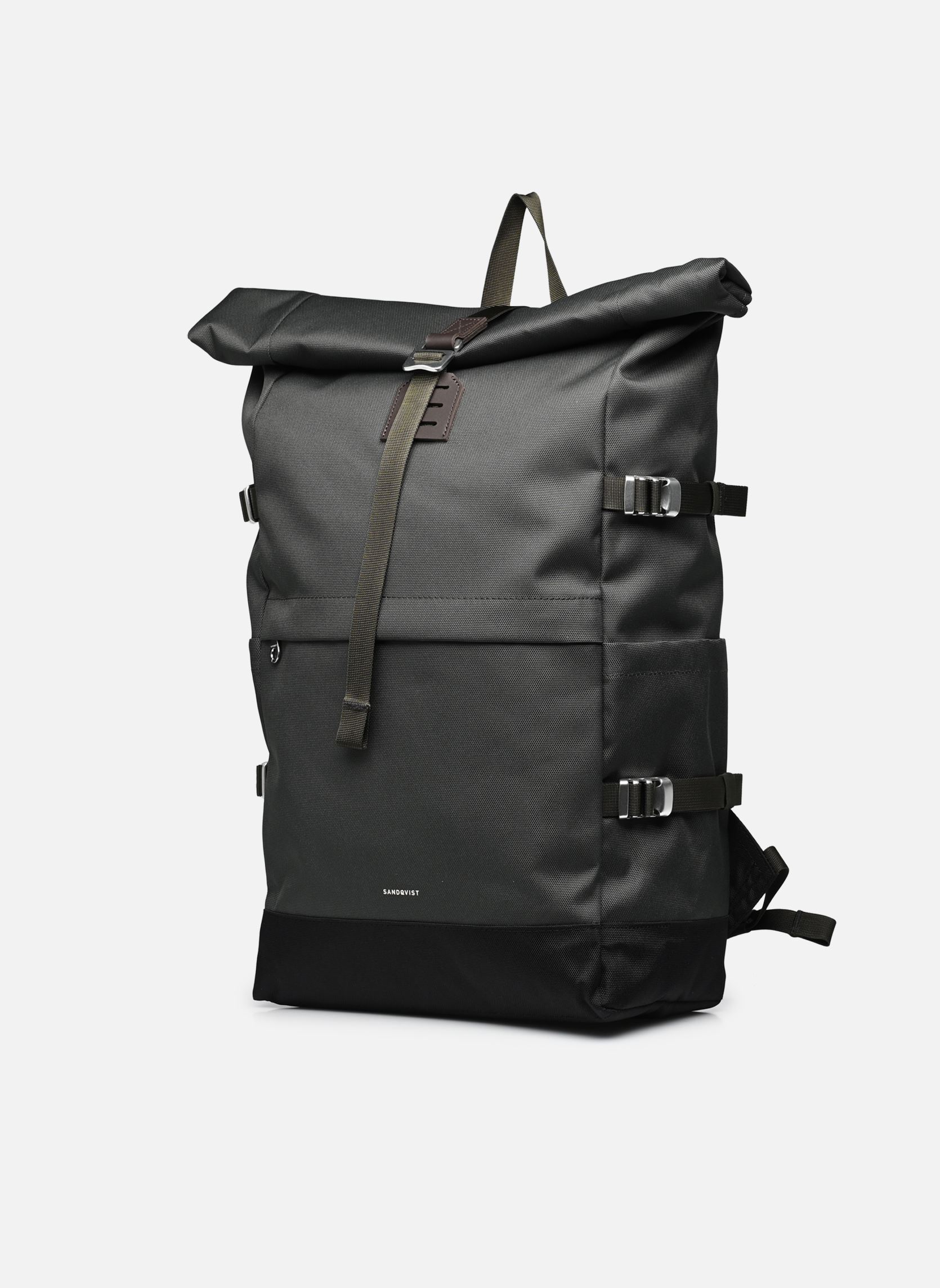 Rucksäcke Icon Rolltop Backpack L grün SANDQVIST Rucksäcke Icon Rolltop Backpack L grün Dawn Green with dark brown lea