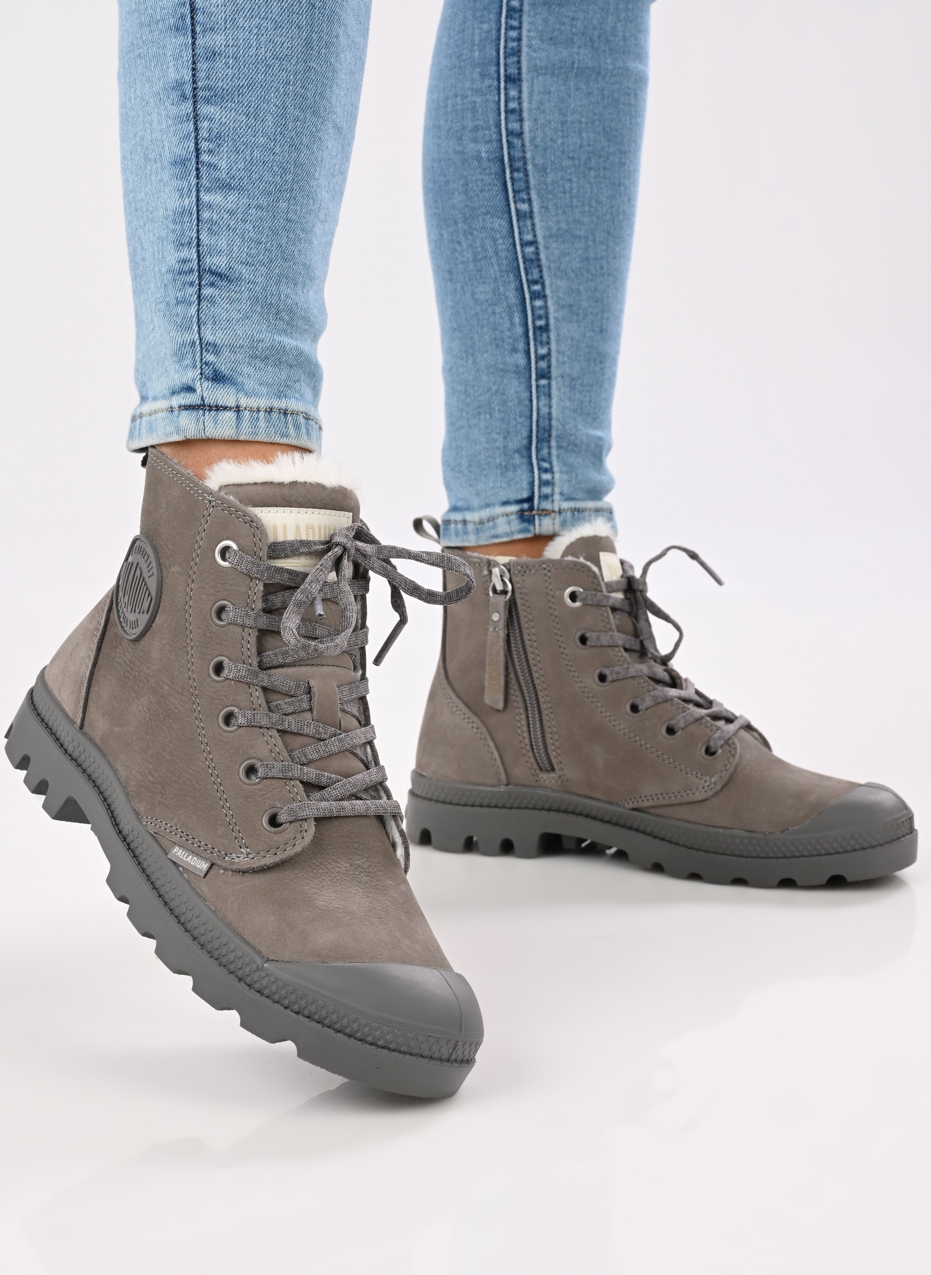 Botines con cordones PAMPA HI ZIP WOOL W mujer gris Palladium Botines con cordones PAMPA HI ZIP WOOL W mujer gris CLOUDBURST-CHRCLGRY