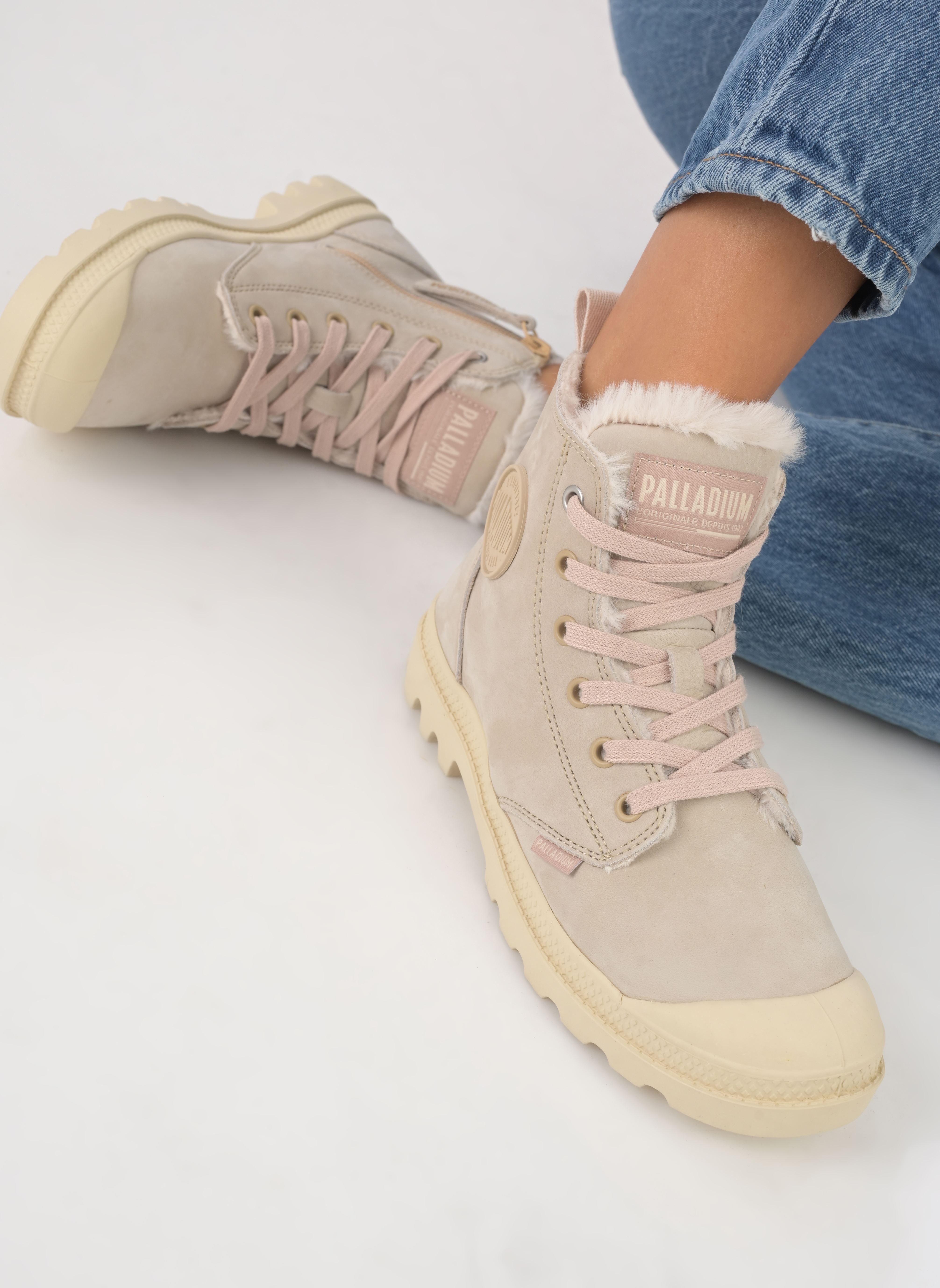 Geschnürte Stiefeletten PAMPA HI ZIP WOOL W damen rosa Palladium Geschnürte Stiefeletten PAMPA HI ZIP WOOL W damen rosa WARM SAND