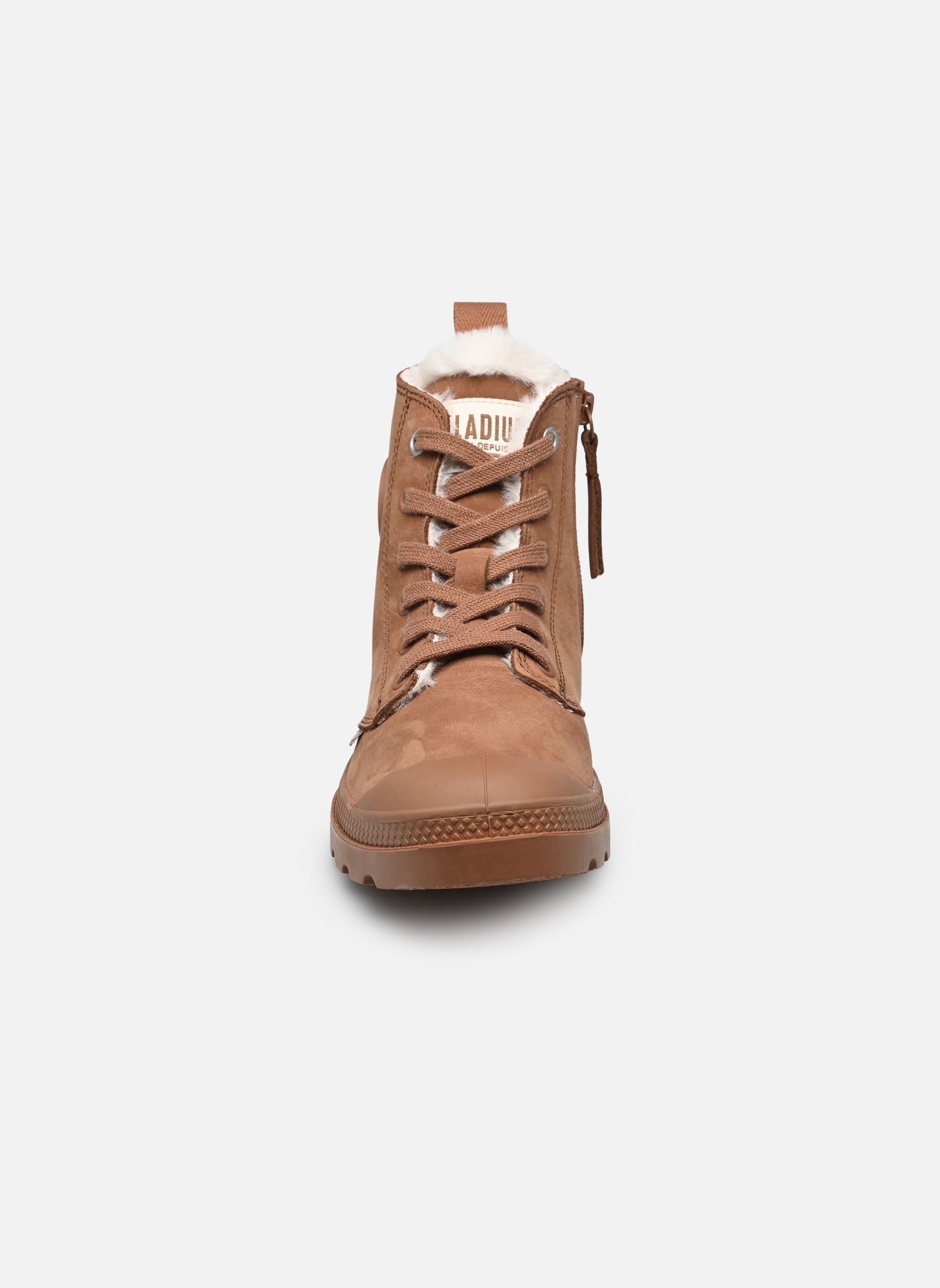 Bottines à lacets PAMPA HI ZIP WOOL W femme rose Palladium Bottines à lacets PAMPA HI ZIP WOOL W femme rose RAW BROWN