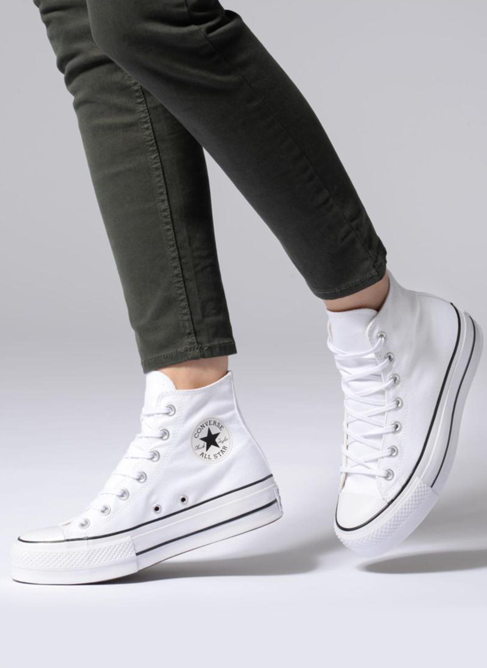 Baskets toile Chuck Taylor Lift Hi femme blanc Converse Baskets toile Chuck Taylor Lift Hi femme blanc WHITE/BLACK/WHITE
