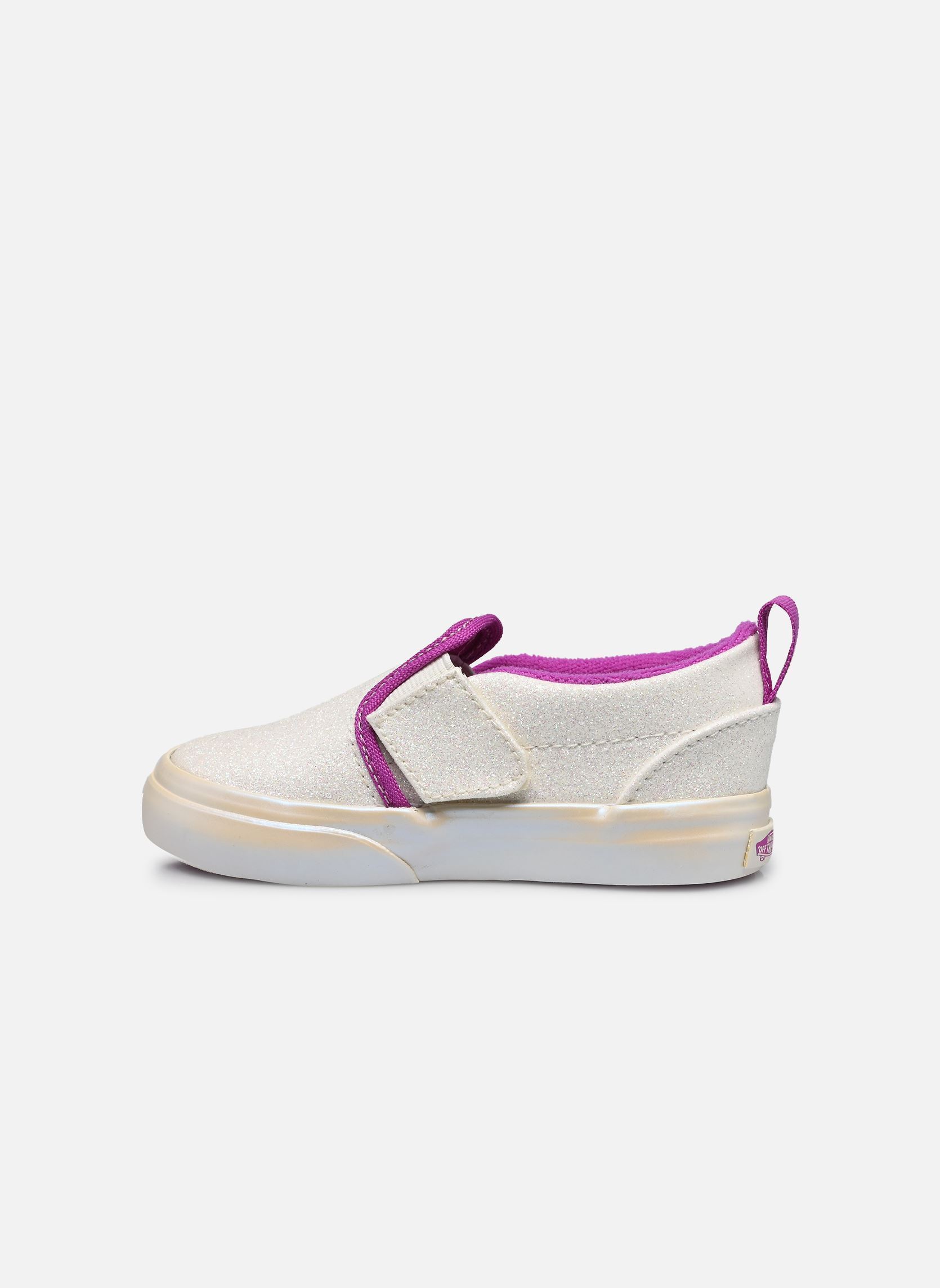 Baskets Slip-On V fille blanc Vans Baskets Slip-On V fille blanc WHP - GLITTER PEARL WHITE/PUR