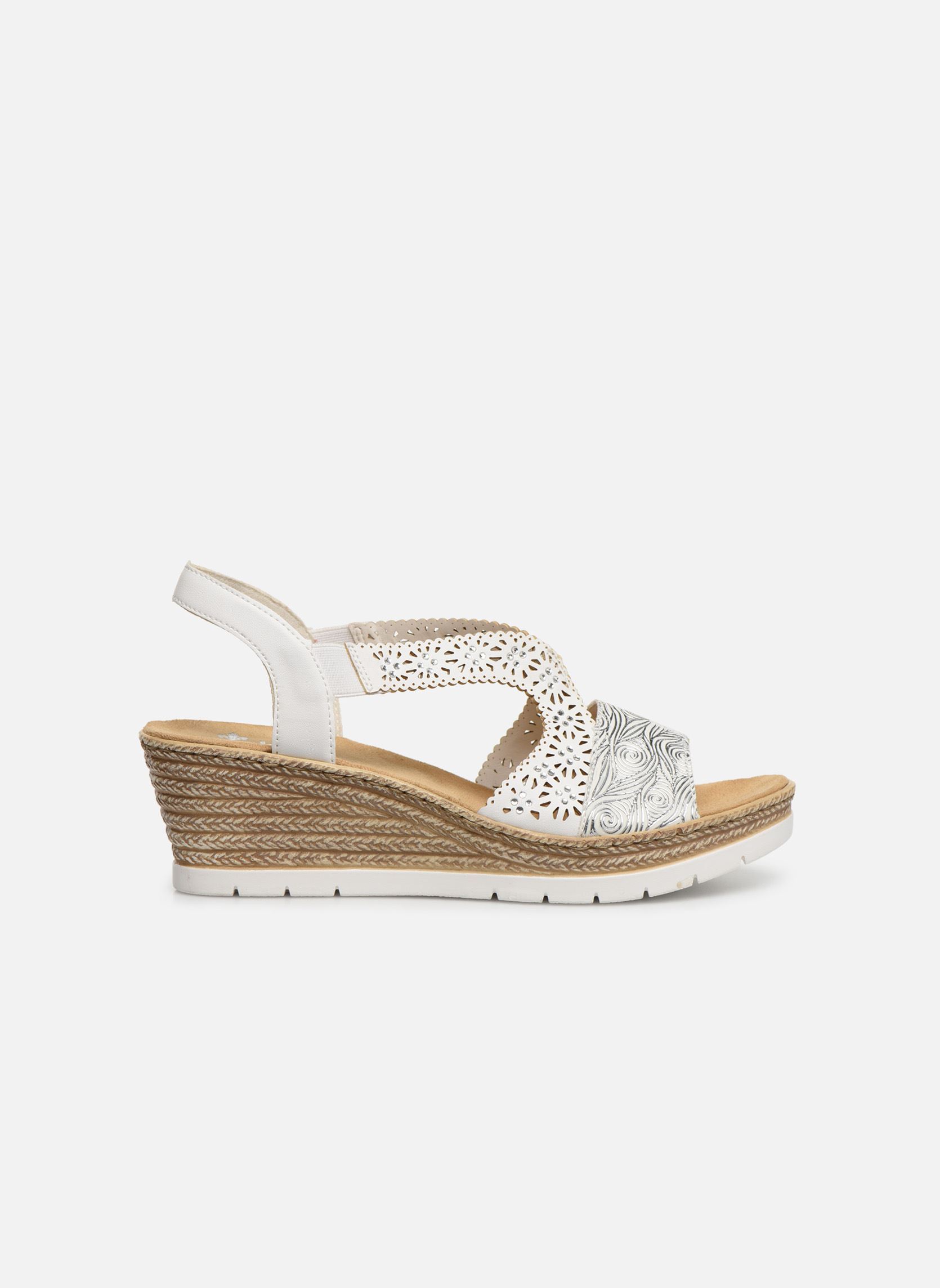 Sandales compensées et plateformes Edna femme blanc Rieker Sandales compensées et plateformes Edna femme blanc Weiss/silber