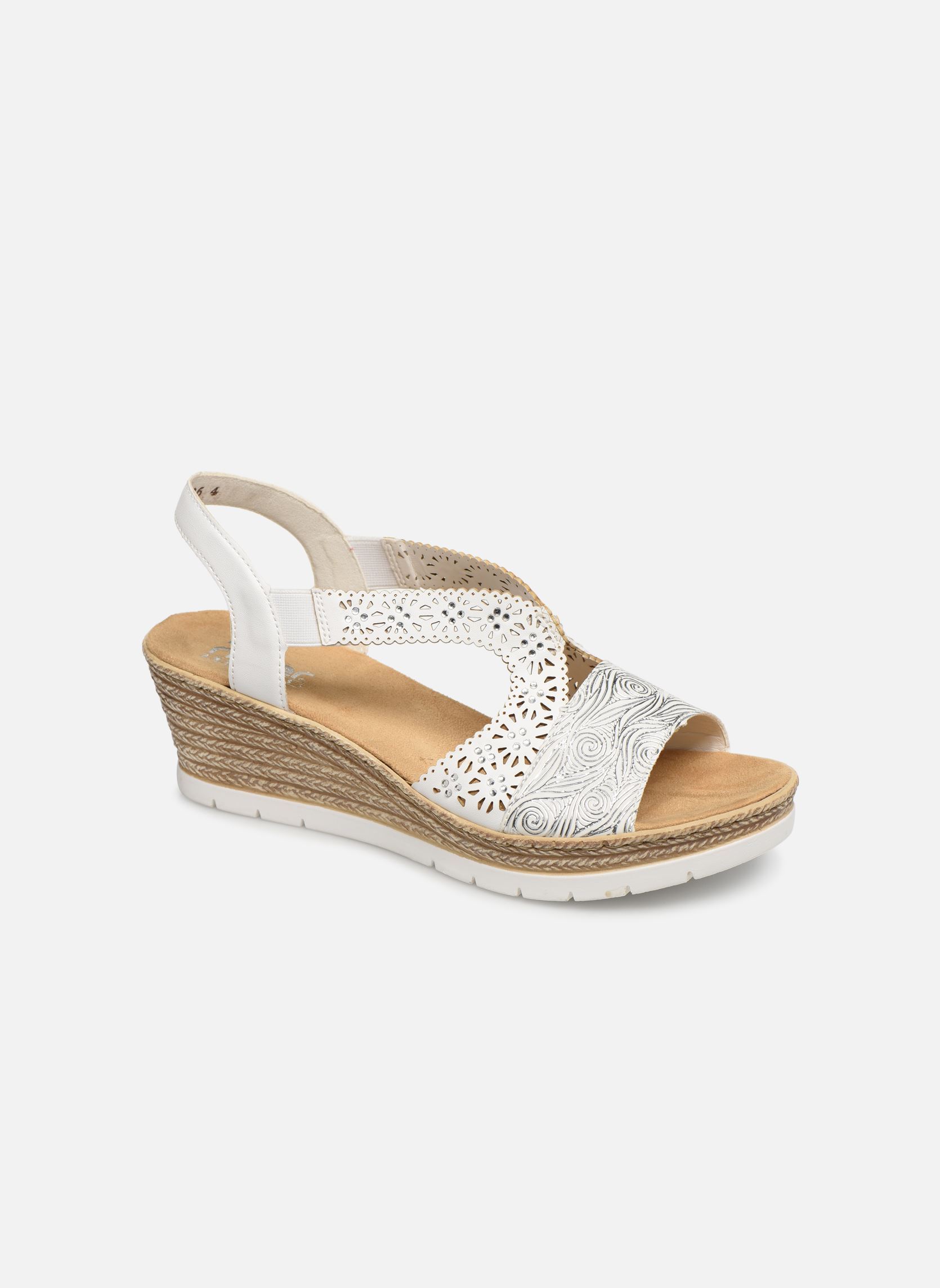 Sandales compensées et plateformes Edna femme blanc Rieker Sandales compensées et plateformes Edna femme blanc Weiss/silber