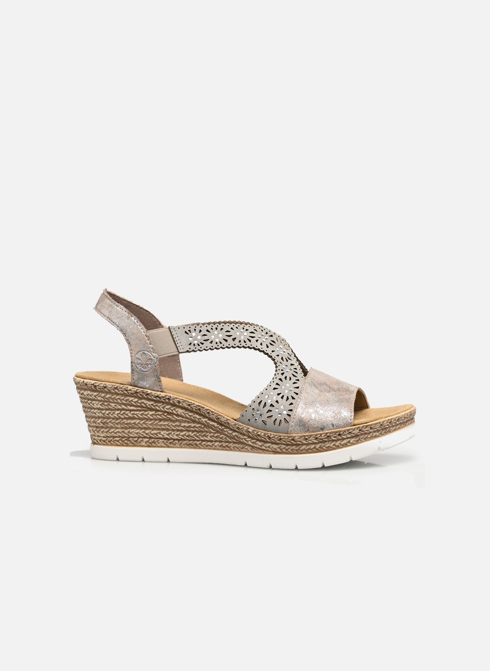 Sandales compensées et plateformes Edna femme gris Rieker Sandales compensées et plateformes Edna femme gris ROSE-METALLIC/CEMENT