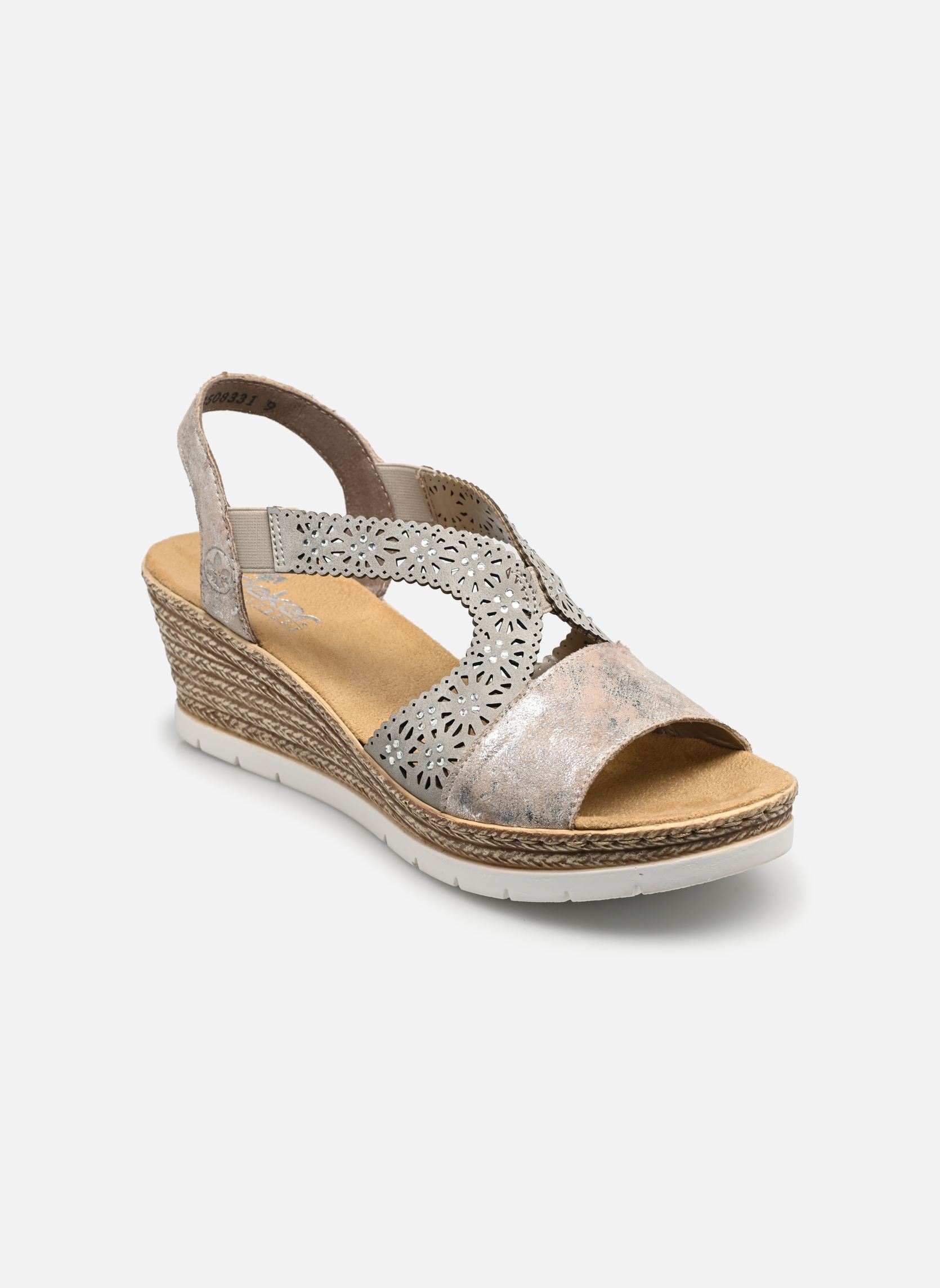 Sandales compensées et plateformes Edna femme gris Rieker Sandales compensées et plateformes Edna femme gris ROSE-METALLIC/CEMENT
