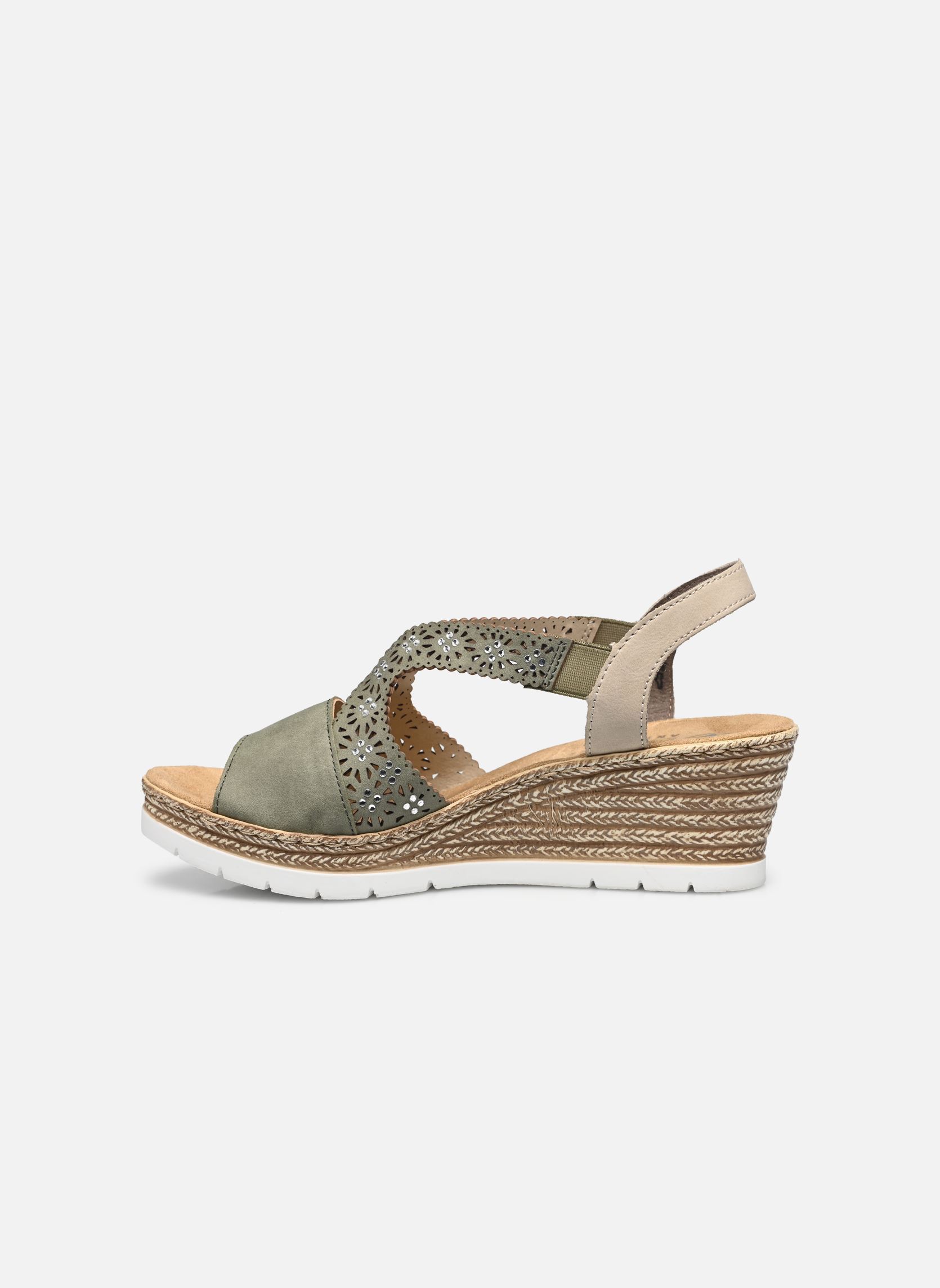 Sandalen met sleehak en plateau Edna dames groen Rieker Sandalen met sleehak en plateau Edna dames groen VERT