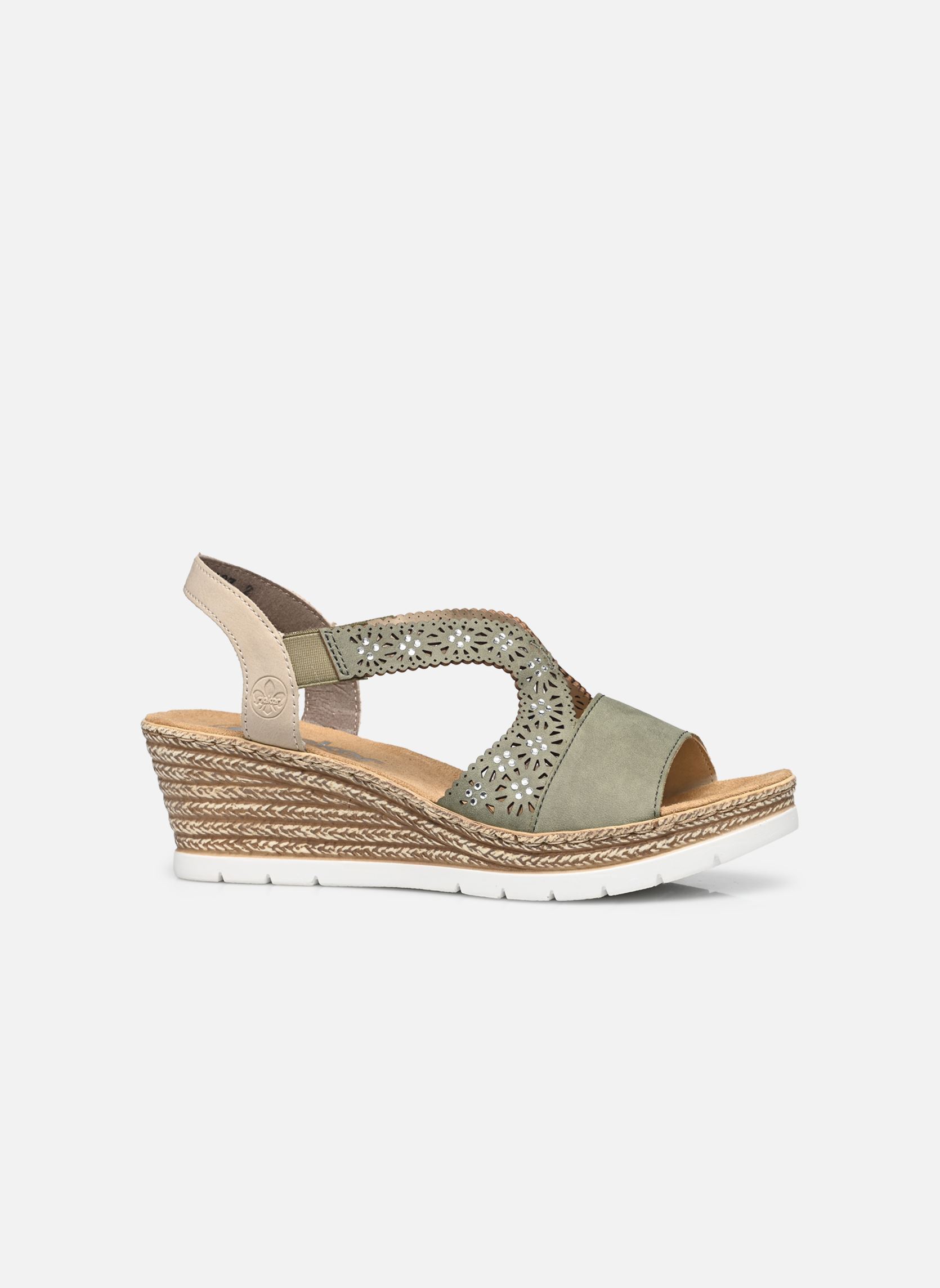 Sandalen met sleehak en plateau Edna dames groen Rieker Sandalen met sleehak en plateau Edna dames groen VERT