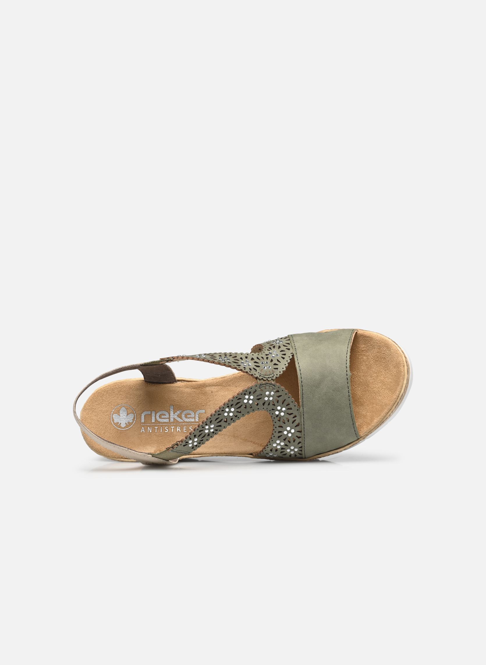 Sandalen met sleehak en plateau Edna dames groen Rieker Sandalen met sleehak en plateau Edna dames groen VERT