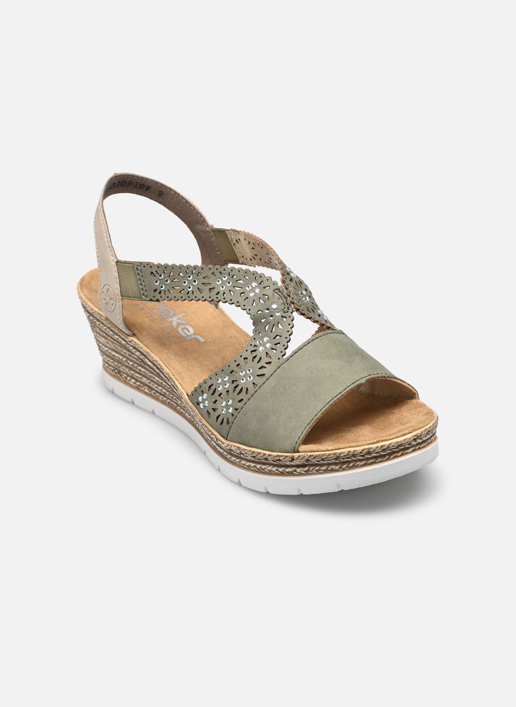 Sandalen met sleehak en plateau Edna dames groen Rieker Sandalen met sleehak en plateau Edna dames groen VERT