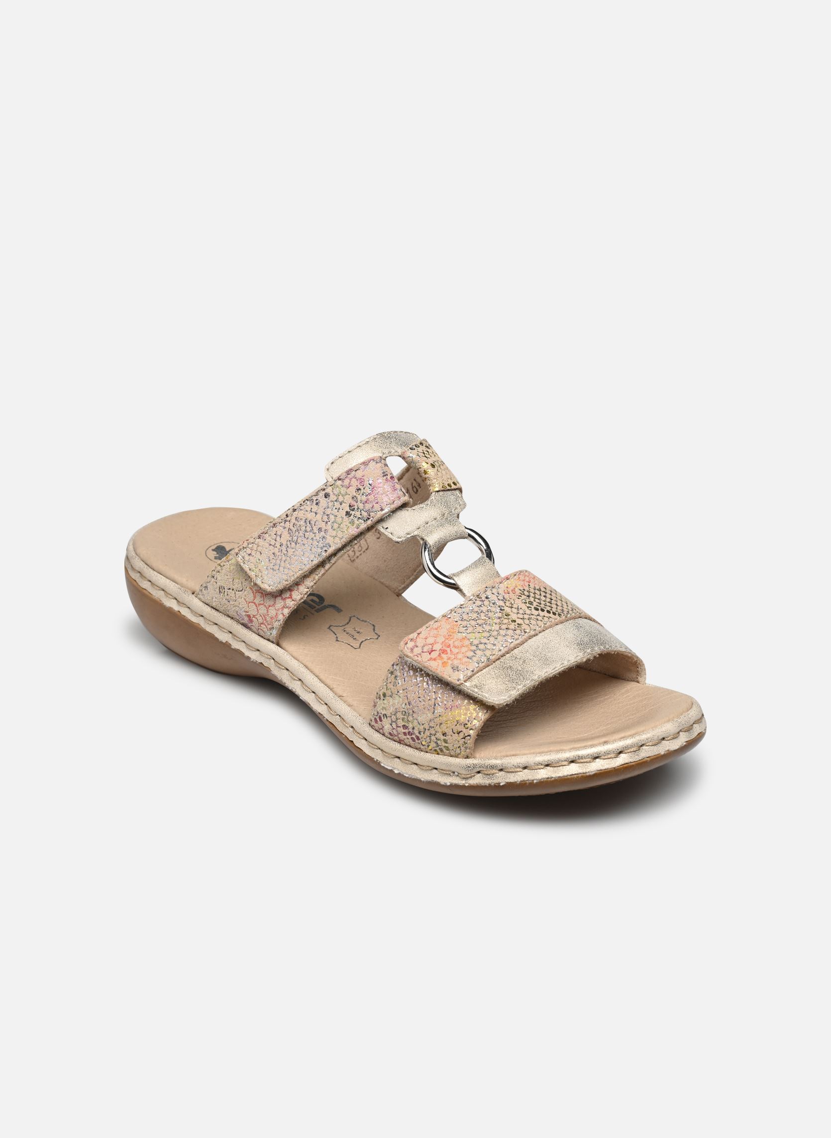 Mules Iama 659X6 femme beige Rieker Mules Iama 659X6 femme beige MUSCHEL/BEIGE-MULTI