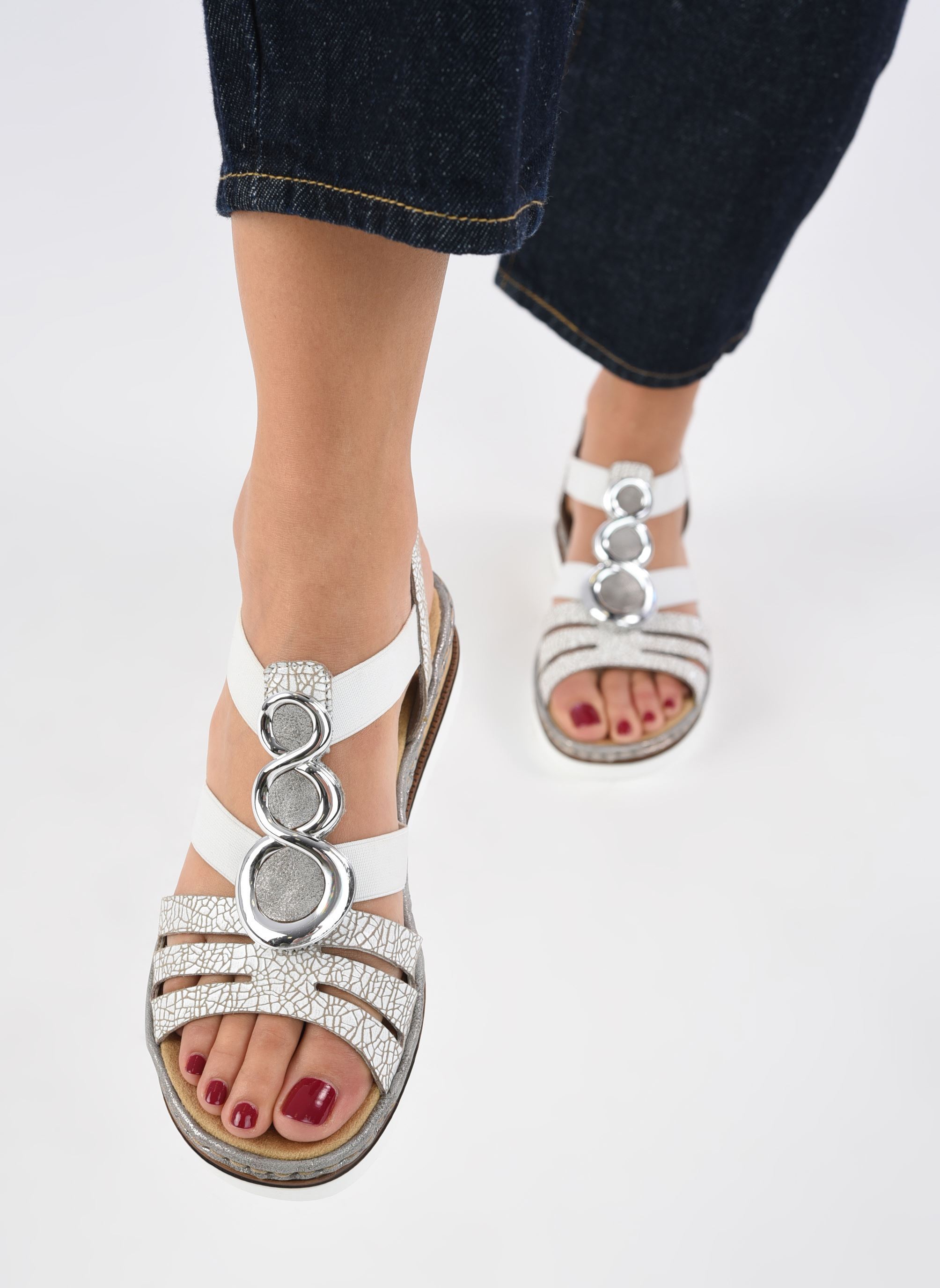 Sandales compensées et plateformes Laora femme blanc Rieker Sandales compensées et plateformes Laora femme blanc WEISS