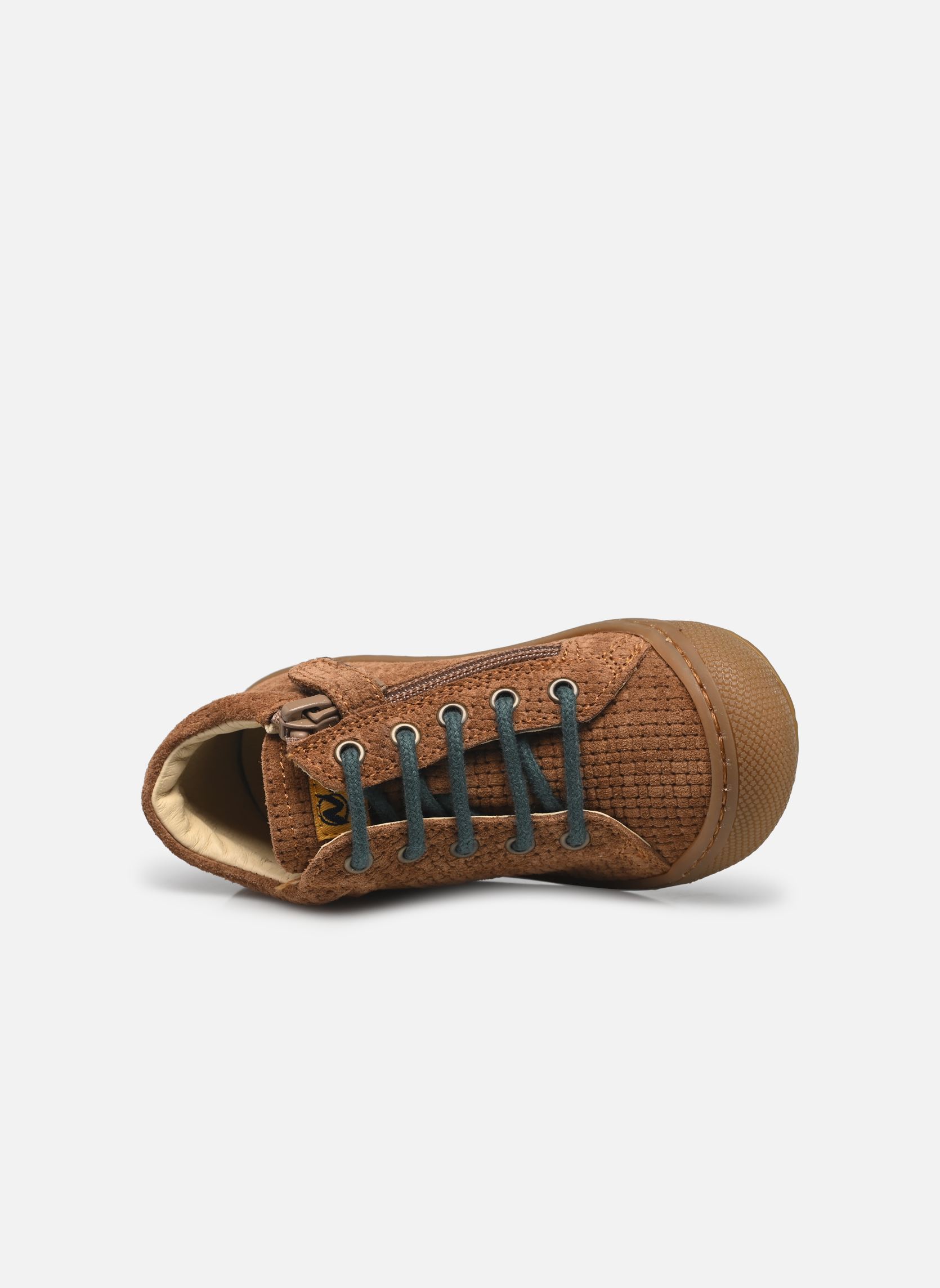 Chaussures premiers pas Cocoon Zip garçon marron Naturino Chaussures premiers pas Cocoon Zip garçon marron SUEDE WOVEN BROWN GREEN BOTTLE