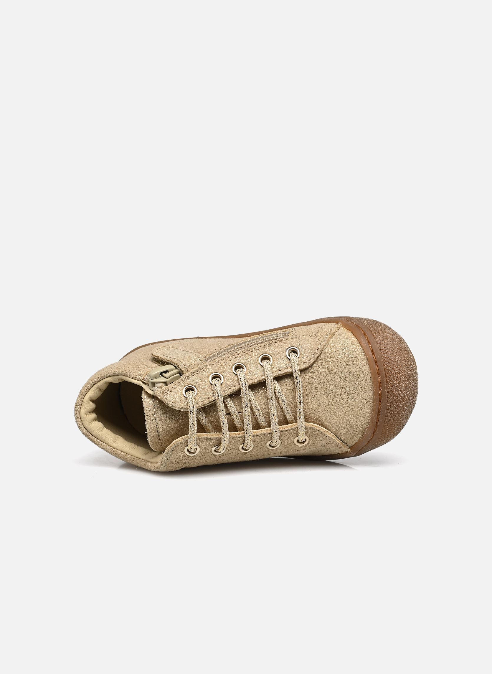 Chaussures premiers pas Cocoon Zip fille beige Naturino Chaussures premiers pas Cocoon Zip fille beige SUEDE GLITTER PLATINUM