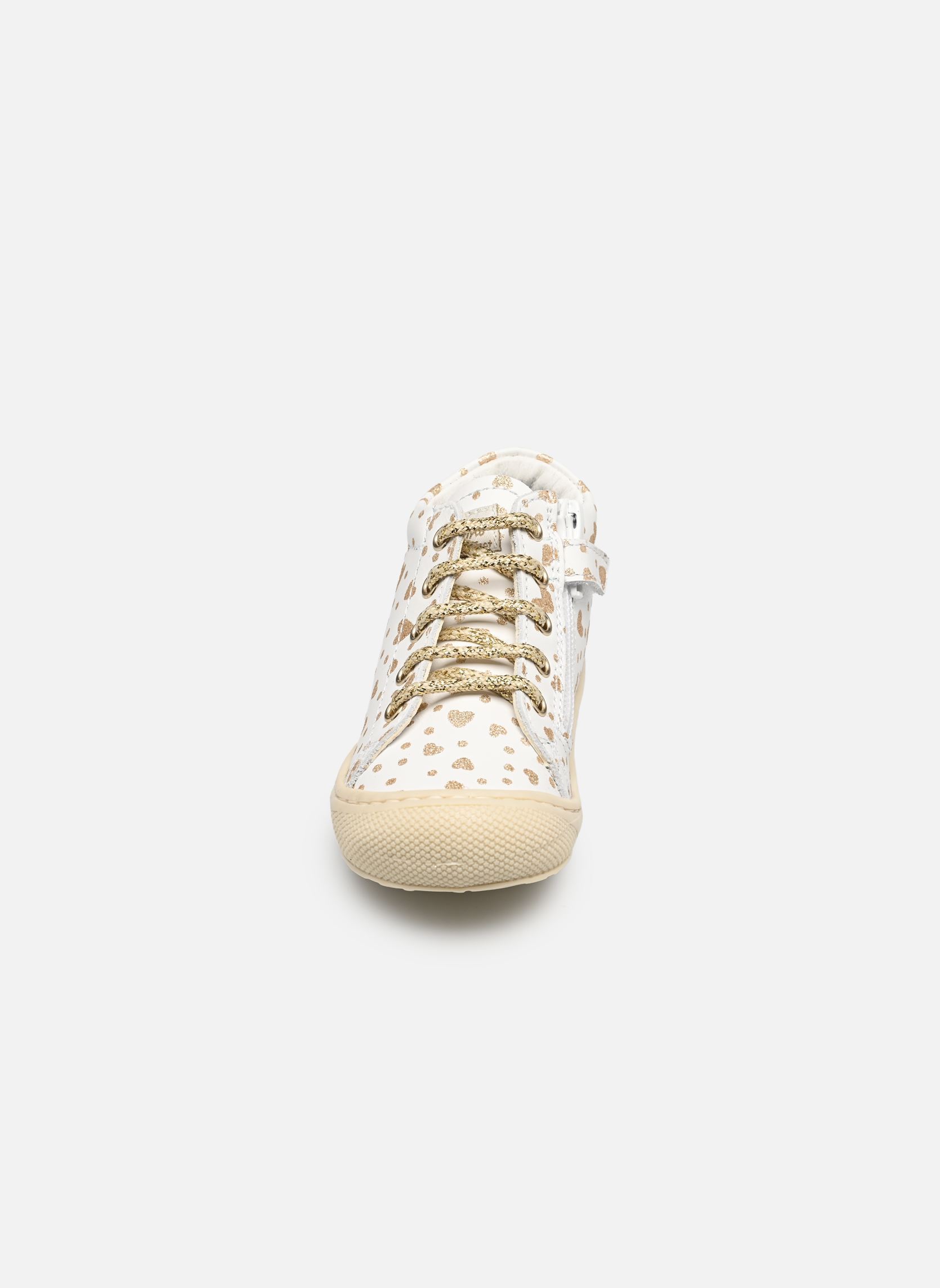 Babyschoenen Cocoon Zip meisjes wit Naturino Babyschoenen Cocoon Zip meisjes wit CALF PR.HEARTS DOTS WHITE PLAT