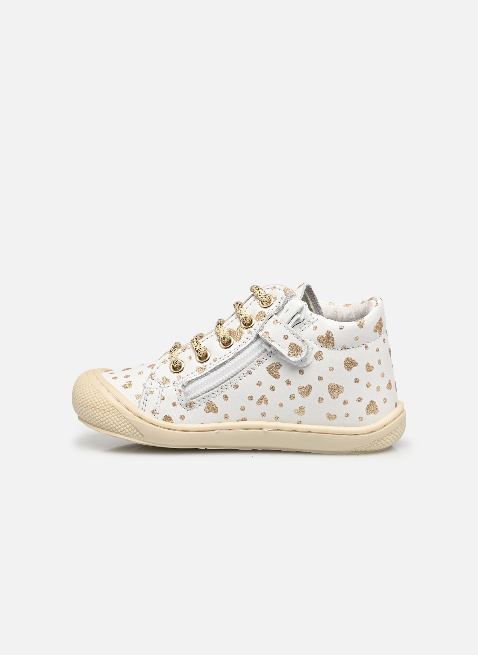 Babyschoenen Cocoon Zip meisjes wit Naturino Babyschoenen Cocoon Zip meisjes wit CALF PR.HEARTS DOTS WHITE PLAT