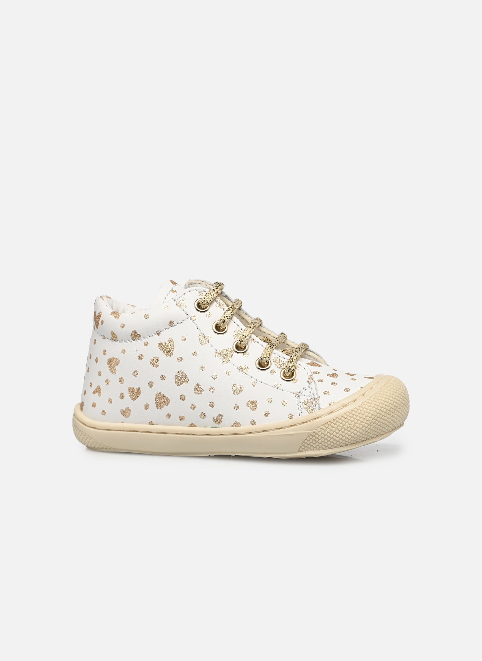 Babyschoenen Cocoon Zip meisjes wit Naturino Babyschoenen Cocoon Zip meisjes wit CALF PR.HEARTS DOTS WHITE PLAT