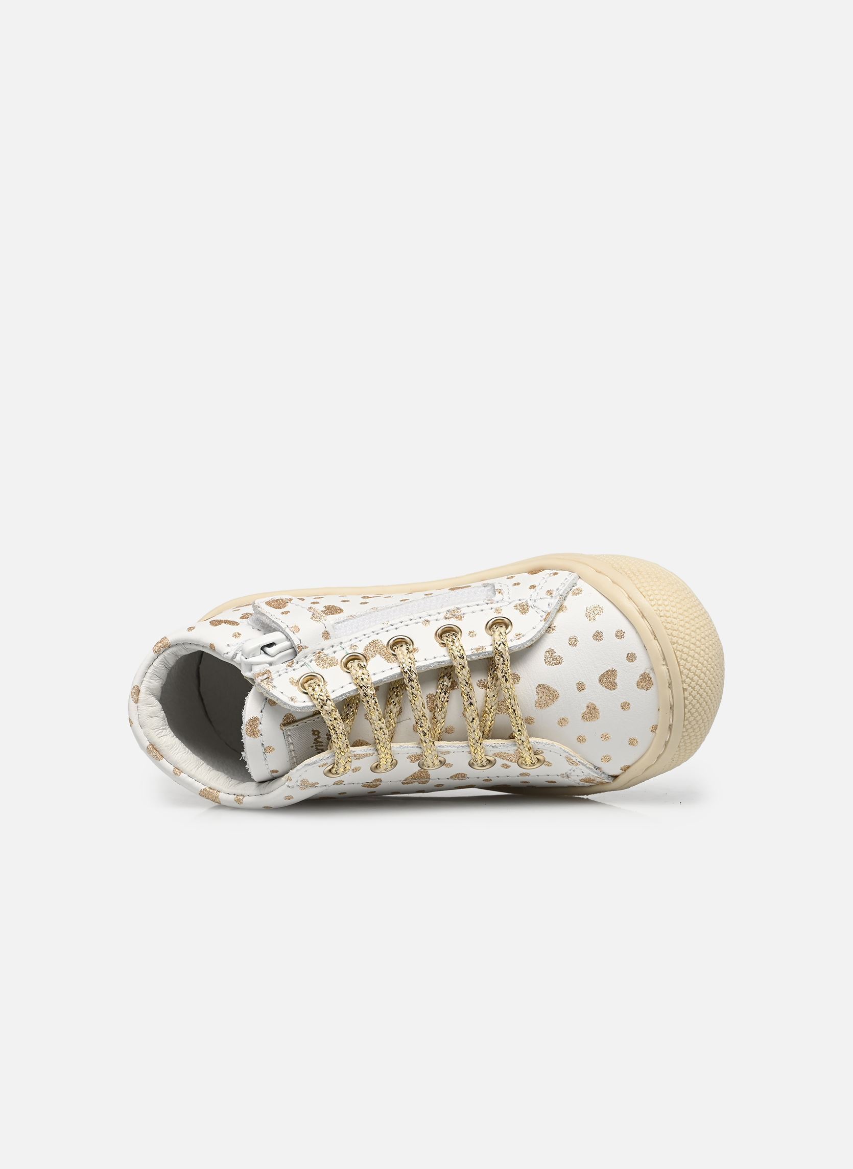 Babyschoenen Cocoon Zip meisjes wit Naturino Babyschoenen Cocoon Zip meisjes wit CALF PR.HEARTS DOTS WHITE PLAT