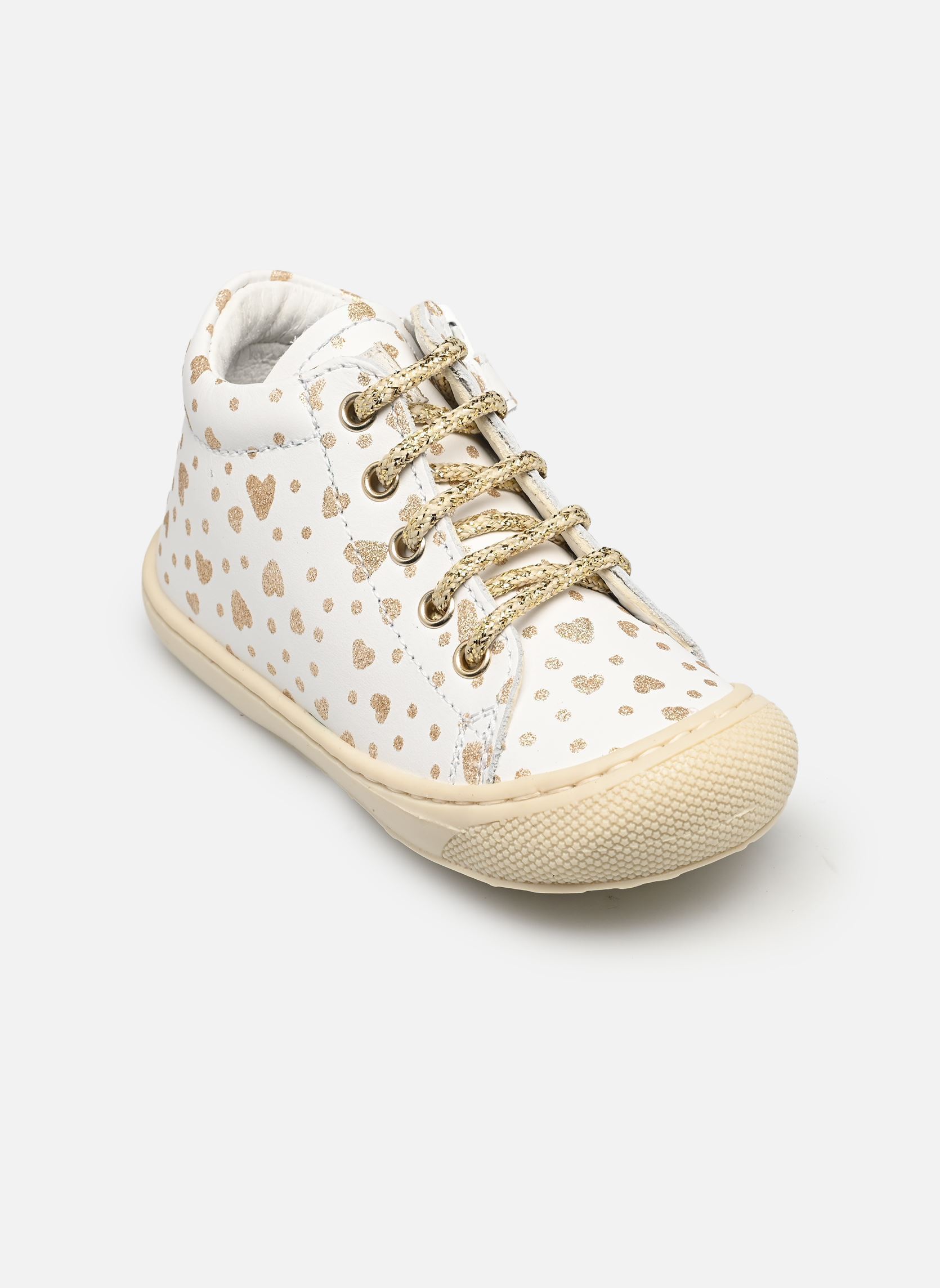 Babyschoenen Cocoon Zip meisjes wit Naturino Babyschoenen Cocoon Zip meisjes wit CALF PR.HEARTS DOTS WHITE PLAT