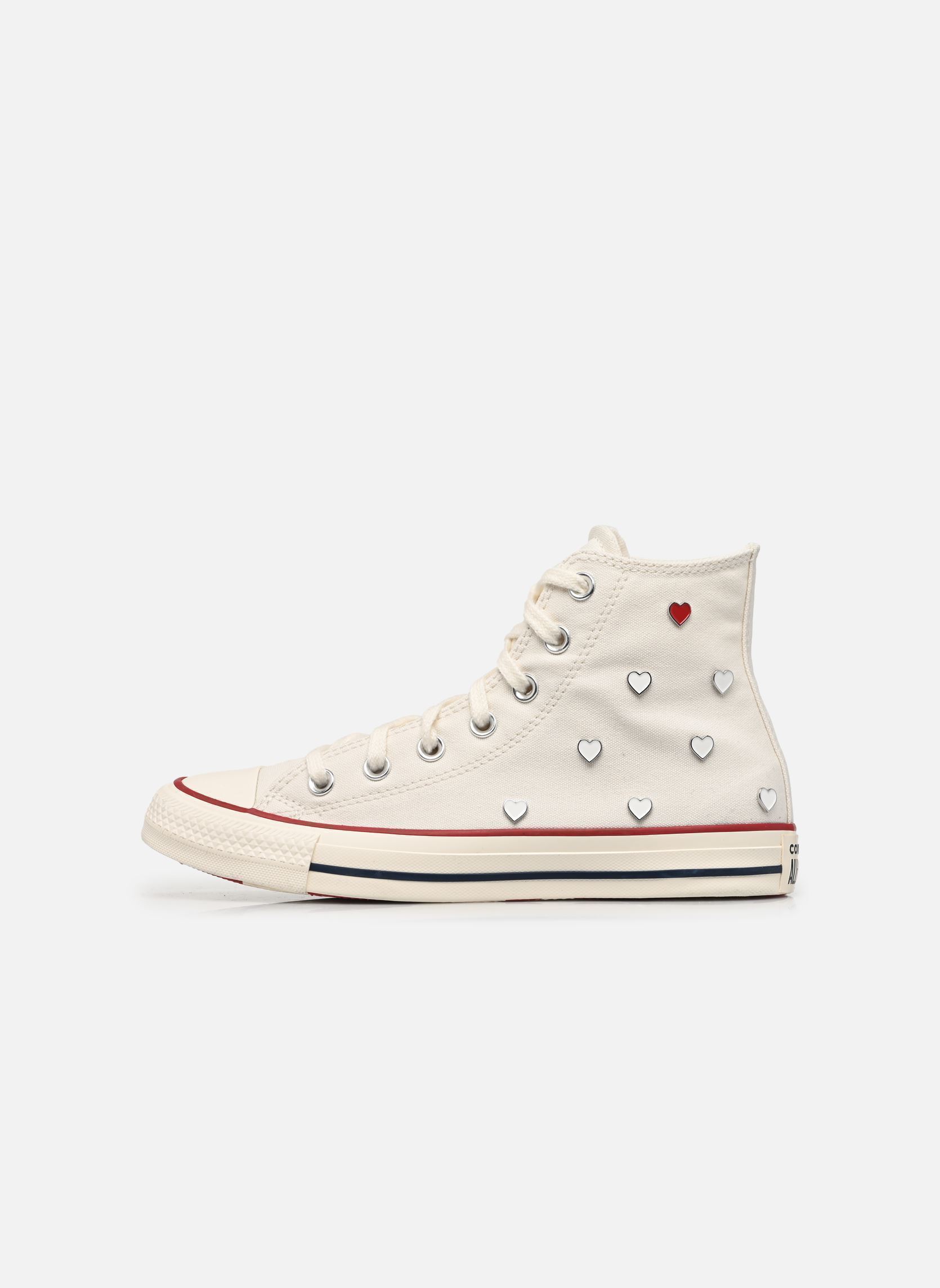 Leinen-Sneaker Chuck Taylor All Star Hearts Hi damen weiß Converse Leinen-Sneaker Chuck Taylor All Star Hearts Hi damen weiß Vintage White/Egret/Days Ahead