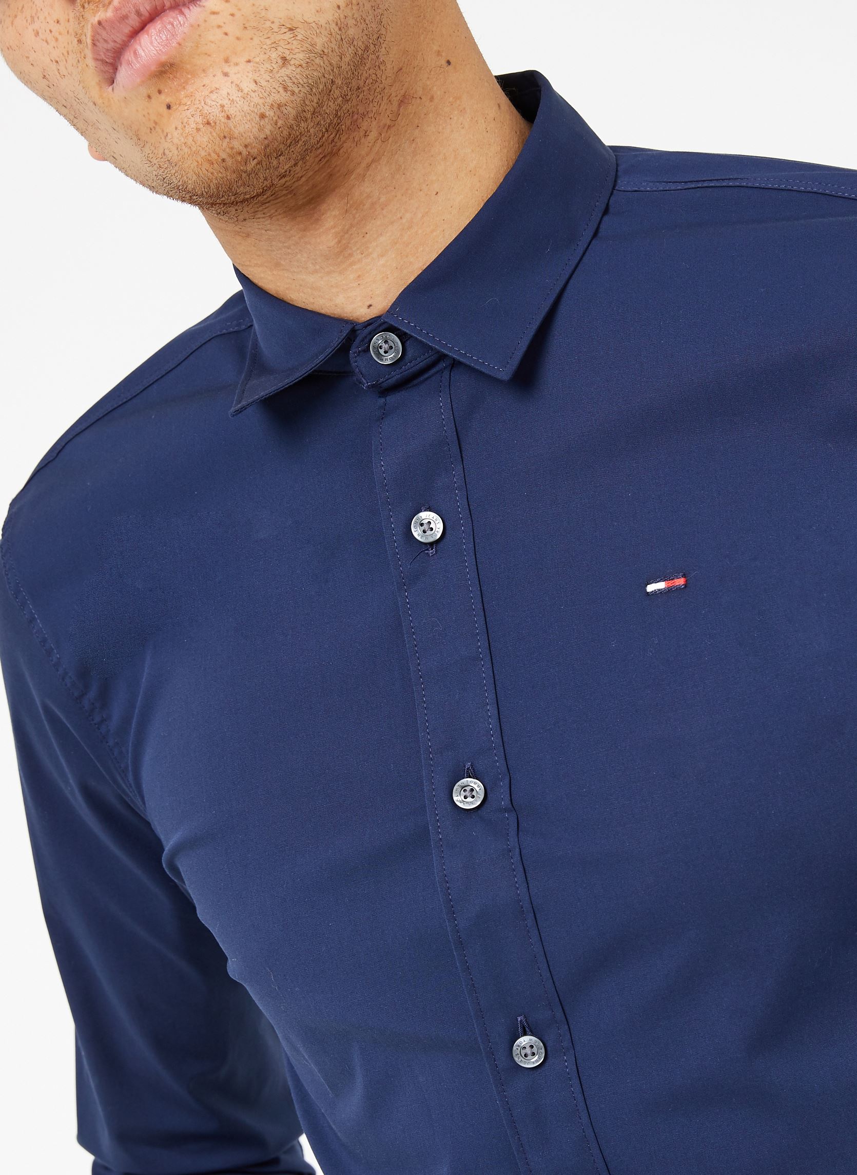 Chemises TJM ORIGINAL STRETCH SHIRT homme bleu Tommy Jeans Chemises TJM ORIGINAL STRETCH SHIRT homme bleu Black Iris