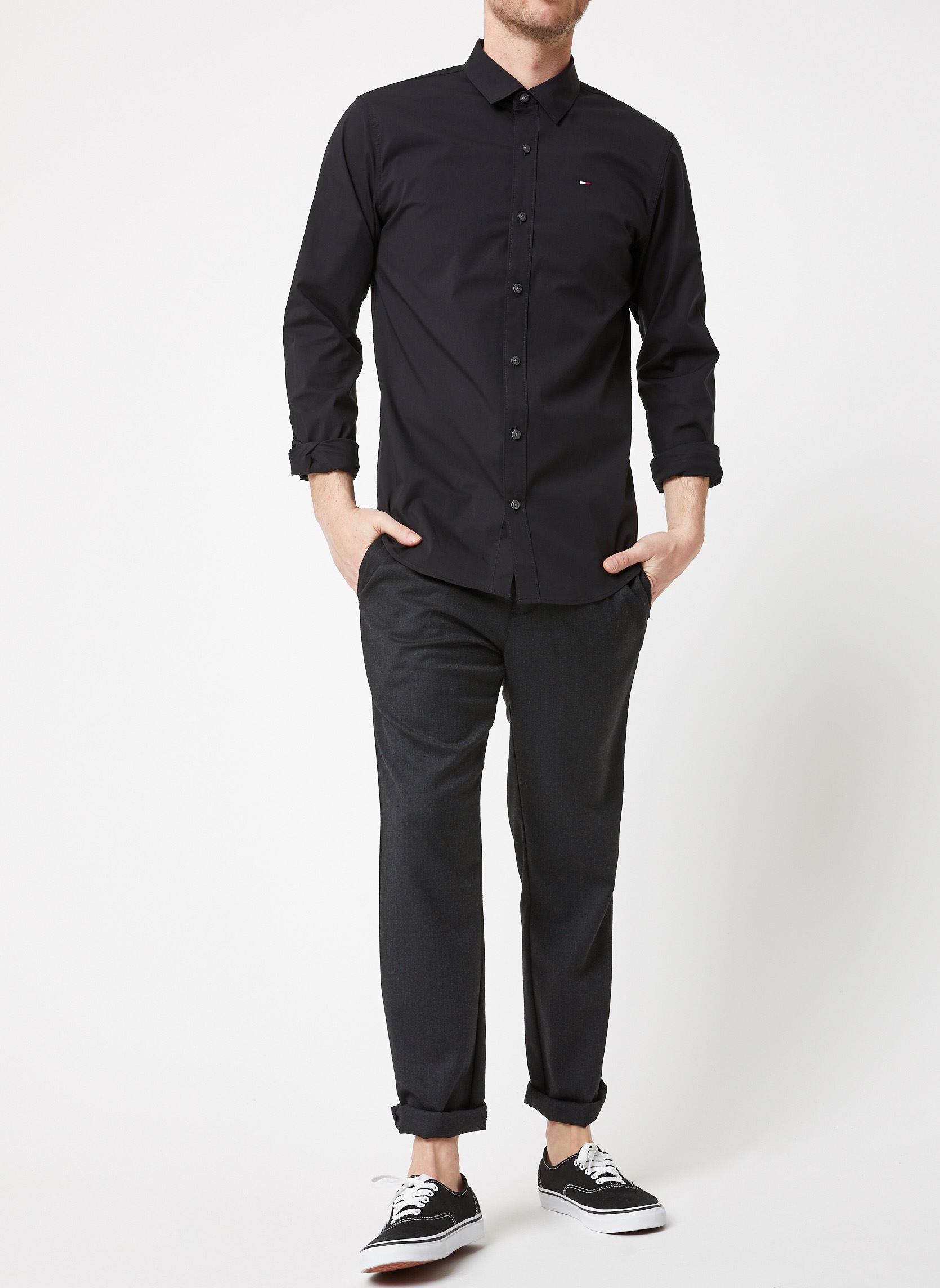Chemises TJM ORIGINAL STRETCH SHIRT homme noir Tommy Jeans Chemises TJM ORIGINAL STRETCH SHIRT homme noir TOMMY BLACK
