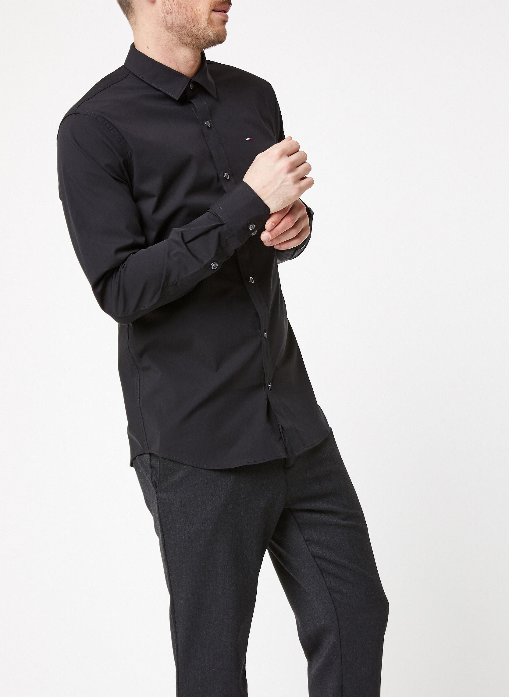 Chemises TJM ORIGINAL STRETCH SHIRT homme noir Tommy Jeans Chemises TJM ORIGINAL STRETCH SHIRT homme noir TOMMY BLACK
