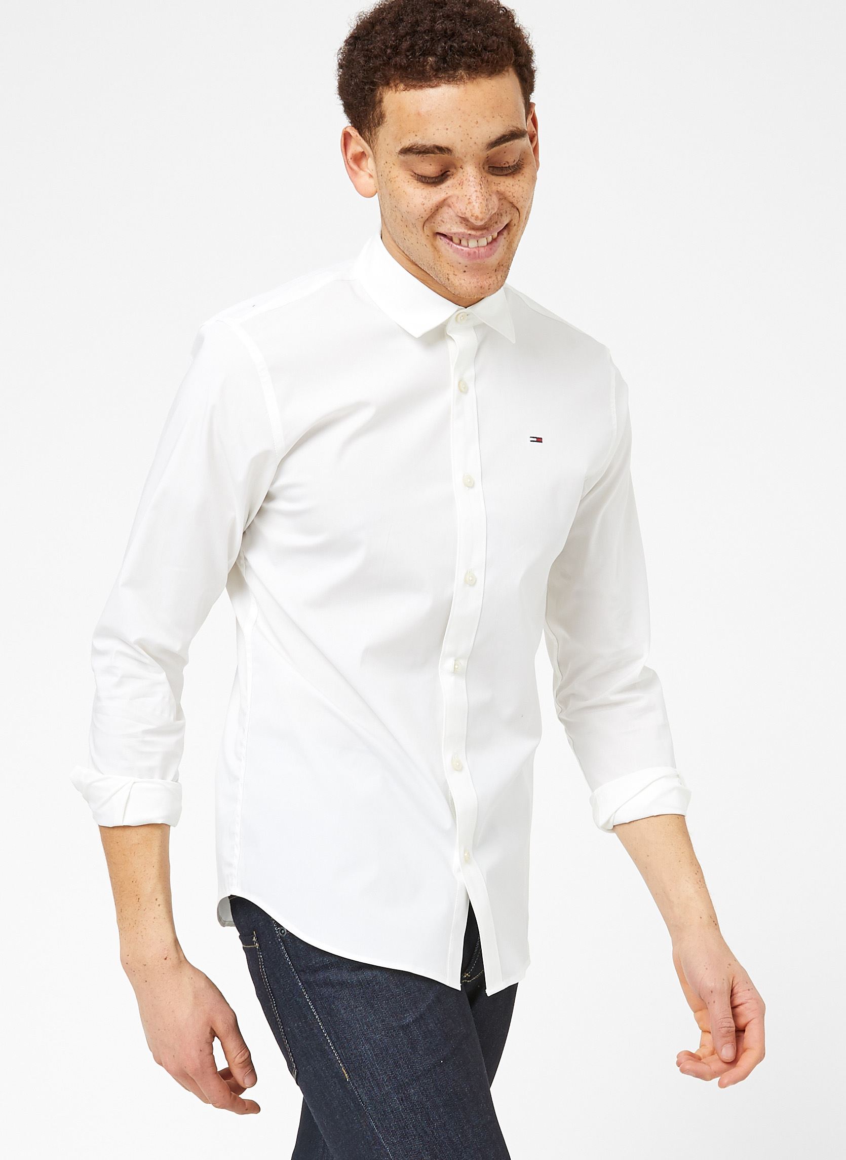 Chemises TJM ORIGINAL STRETCH SHIRT homme blanc Tommy Jeans Chemises TJM ORIGINAL STRETCH SHIRT homme blanc CLASSIC WHITE