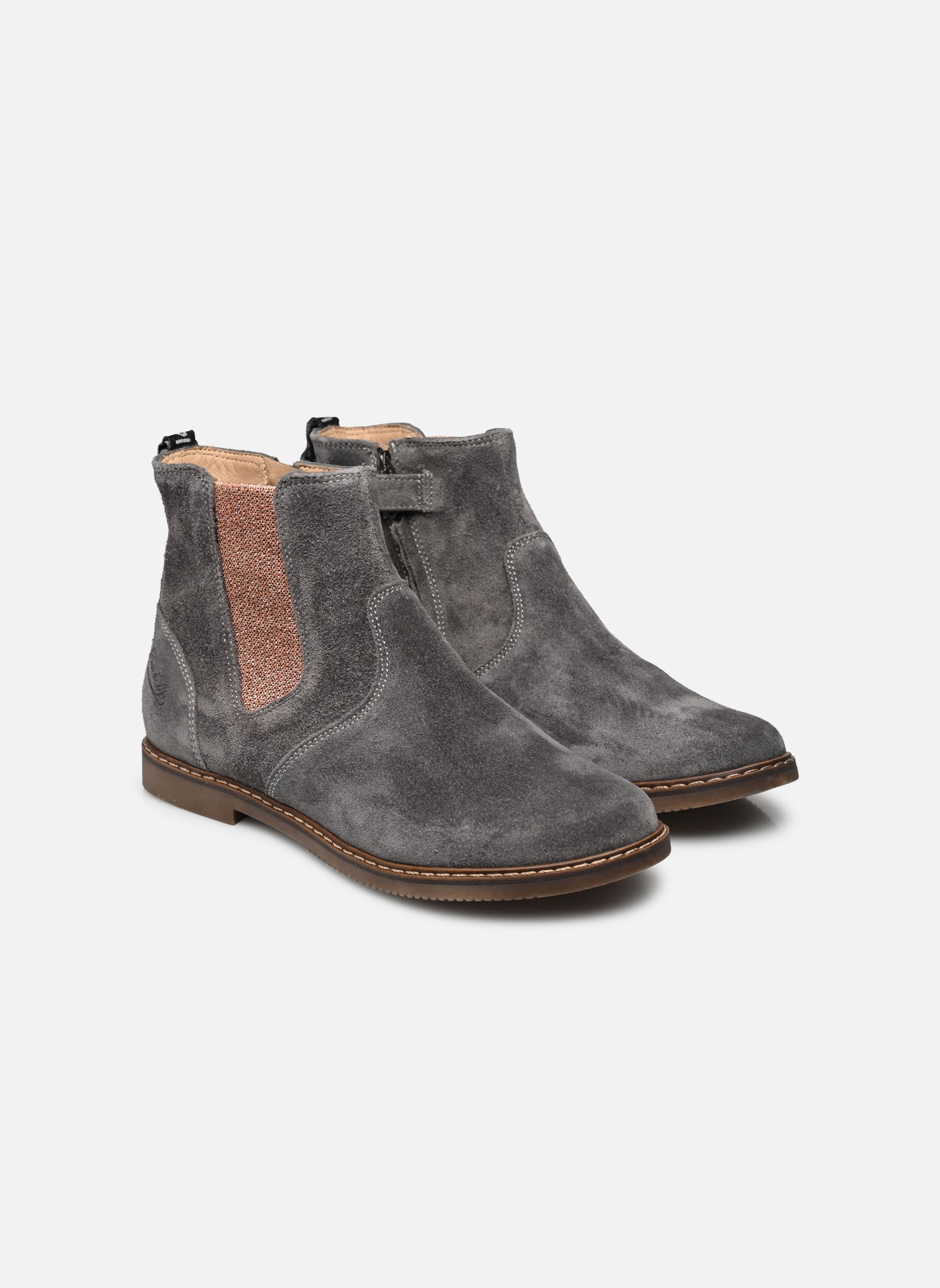 Bottines City jodzip fille gris Pom d Api Bottines City jodzip fille gris GRIS - CUIVRE