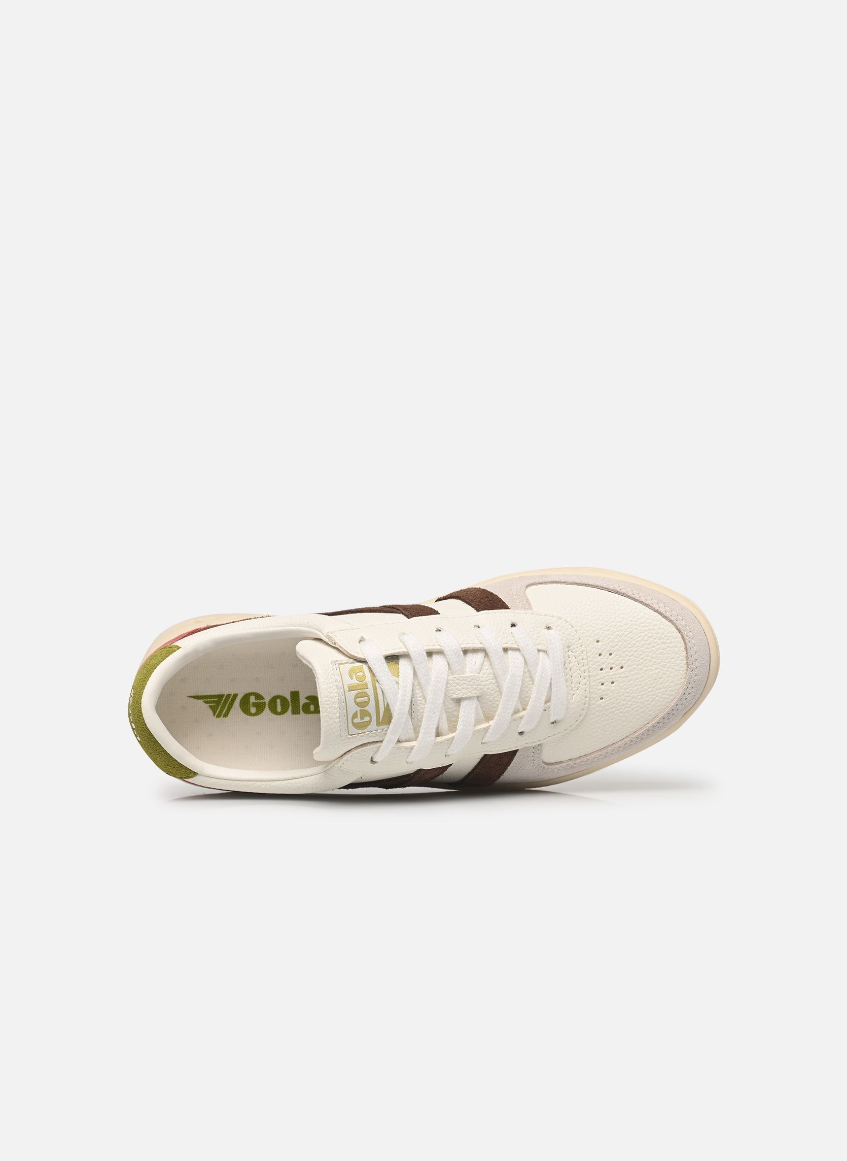 Lage sneakers Grandslam Trident dames wit Gola Lage sneakers Grandslam Trident dames wit White/Dark Brown/Moss