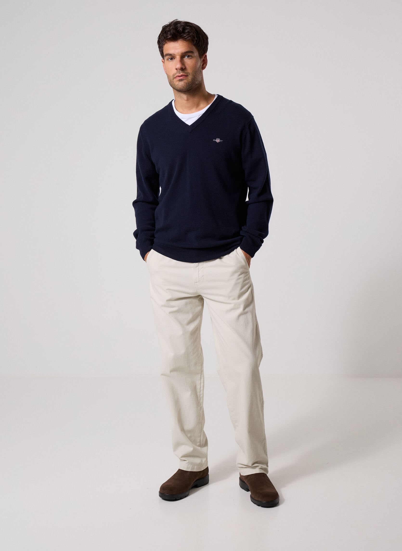 Truien Superfine Lambswool V-Neck heren marine GANT Truien Superfine Lambswool V-Neck heren marine MARINE