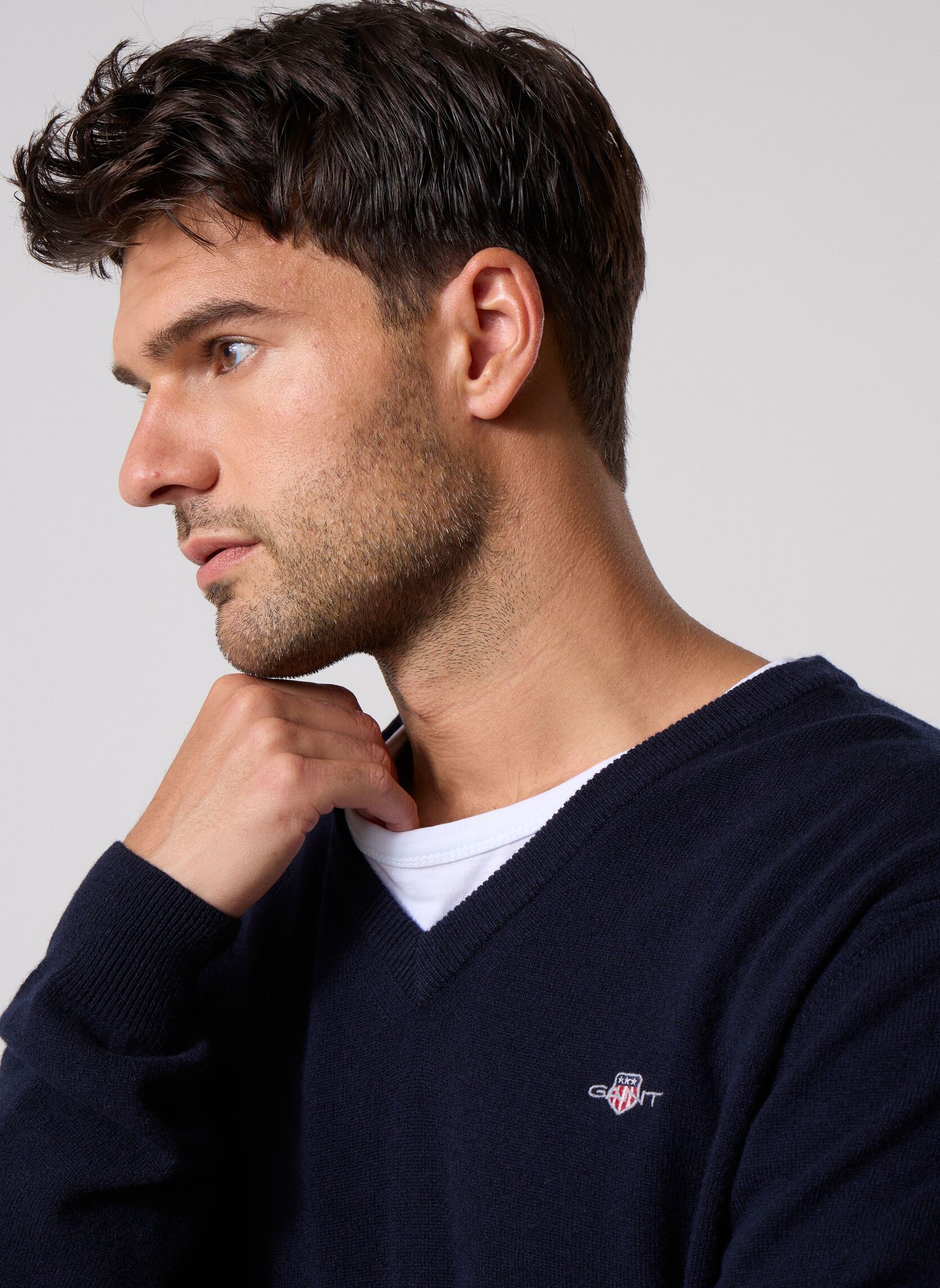 Truien Superfine Lambswool V-Neck heren marine GANT Truien Superfine Lambswool V-Neck heren marine MARINE