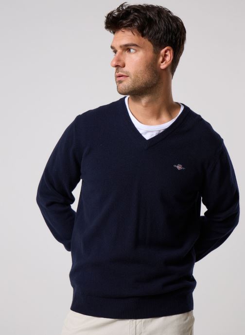 GANT Truien Superfine Lambswool V-Neck heren marine