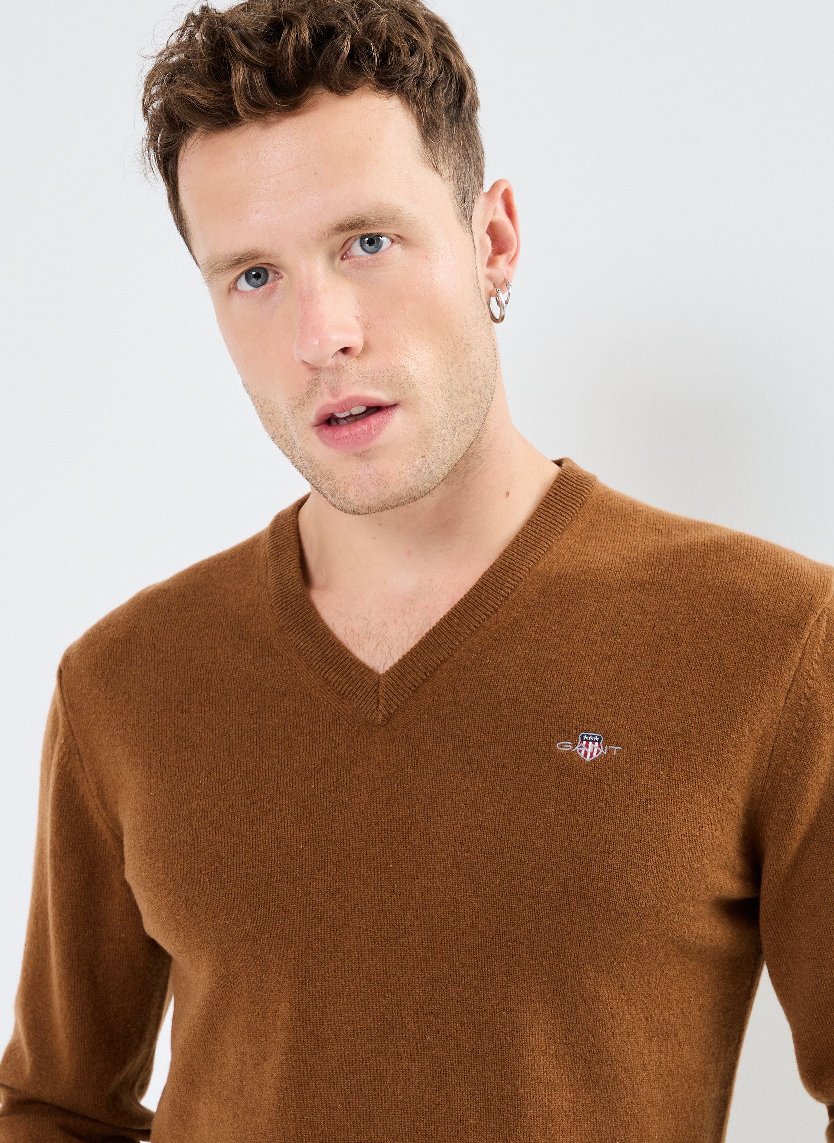 Pulls Superfine Lambswool V-Neck homme marron GANT Pulls Superfine Lambswool V-Neck homme marron OCRE BRULE