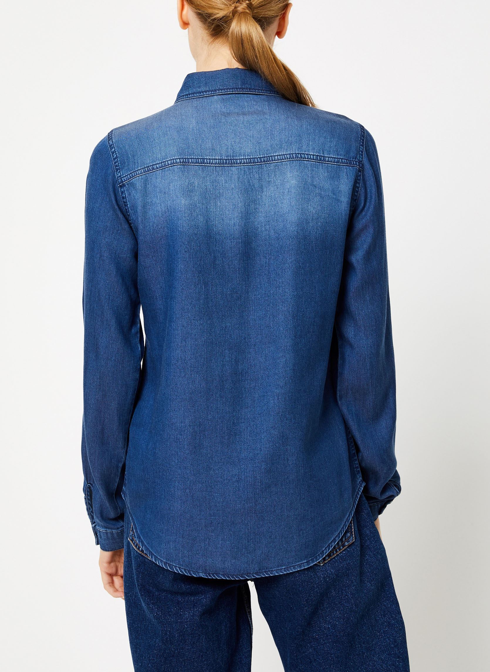 Chemises Vibista Denim Shirt femme bleu Vila Chemises Vibista Denim Shirt femme bleu Dark Blue Denim