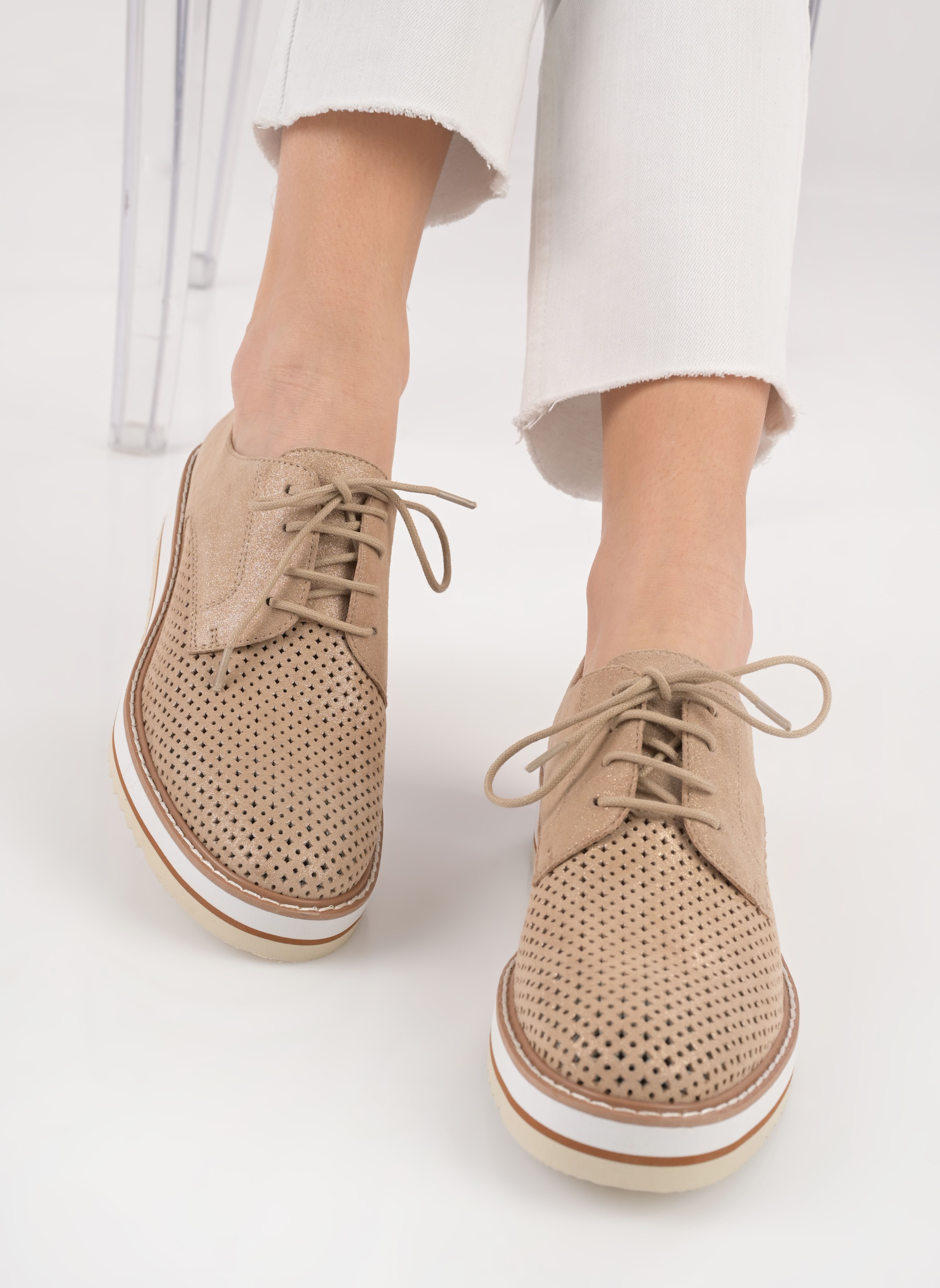 Derby schoenen ORPLOU dames goud en brons Karston Derby schoenen ORPLOU dames goud en brons PLATINE