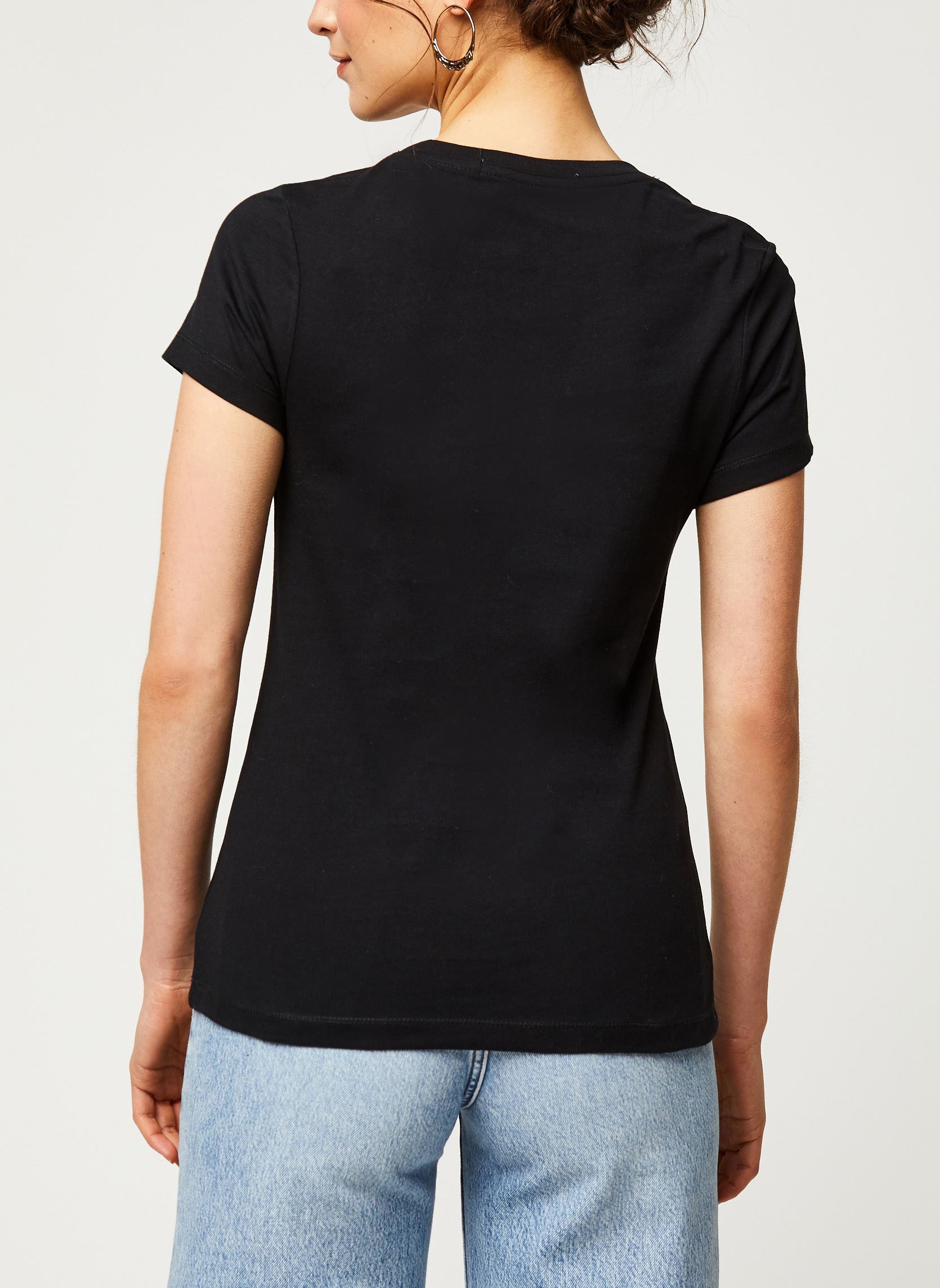 Tee-shirts CK Embroidery Slim Tee femme noir Calvin Klein Jeans Tee-shirts CK Embroidery Slim Tee femme noir CK BLACK