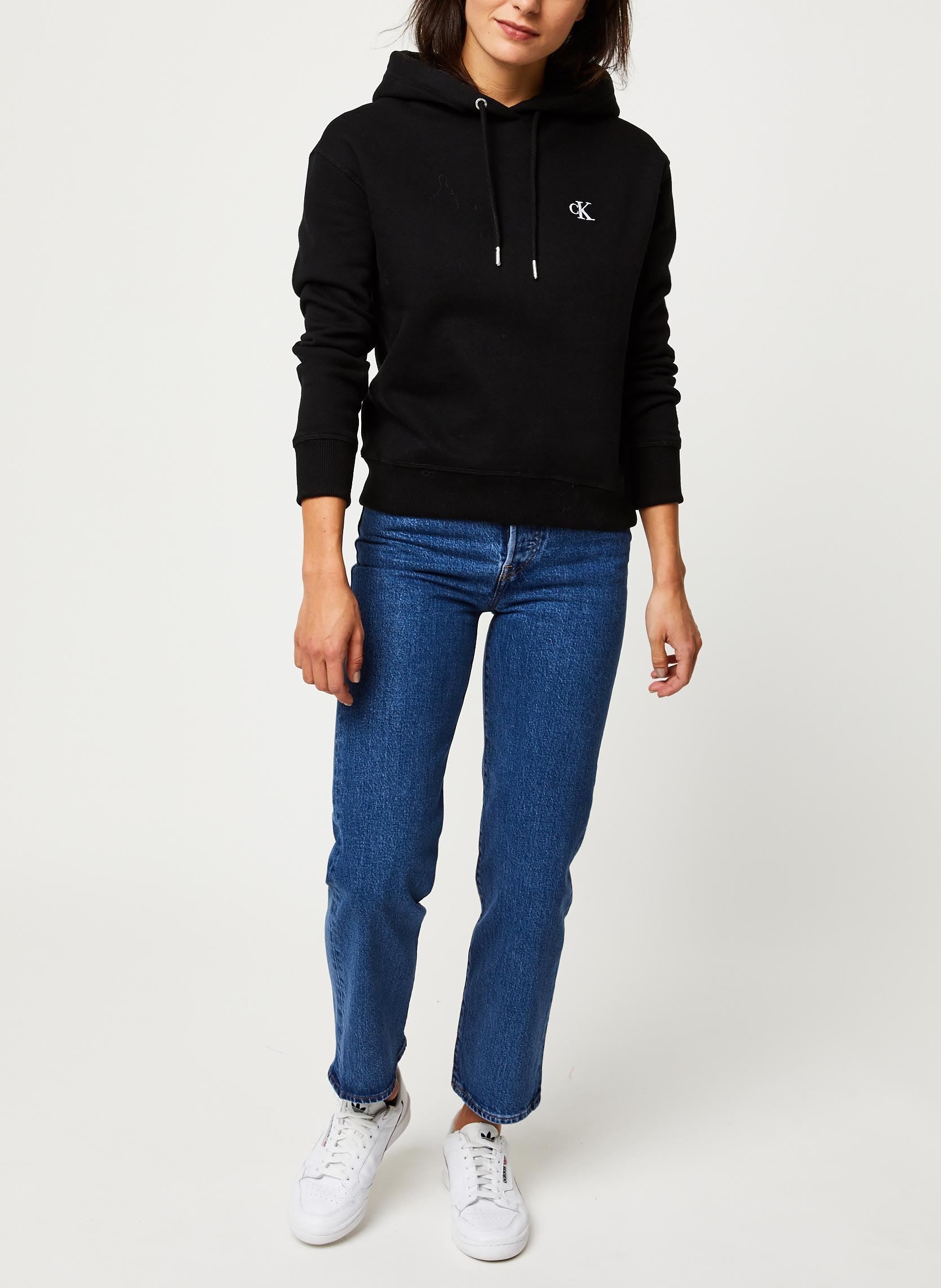 Hoodies CK Embroidery Hoodie dames zwart Calvin Klein Jeans Hoodies CK Embroidery Hoodie dames zwart BAE CK BLACK