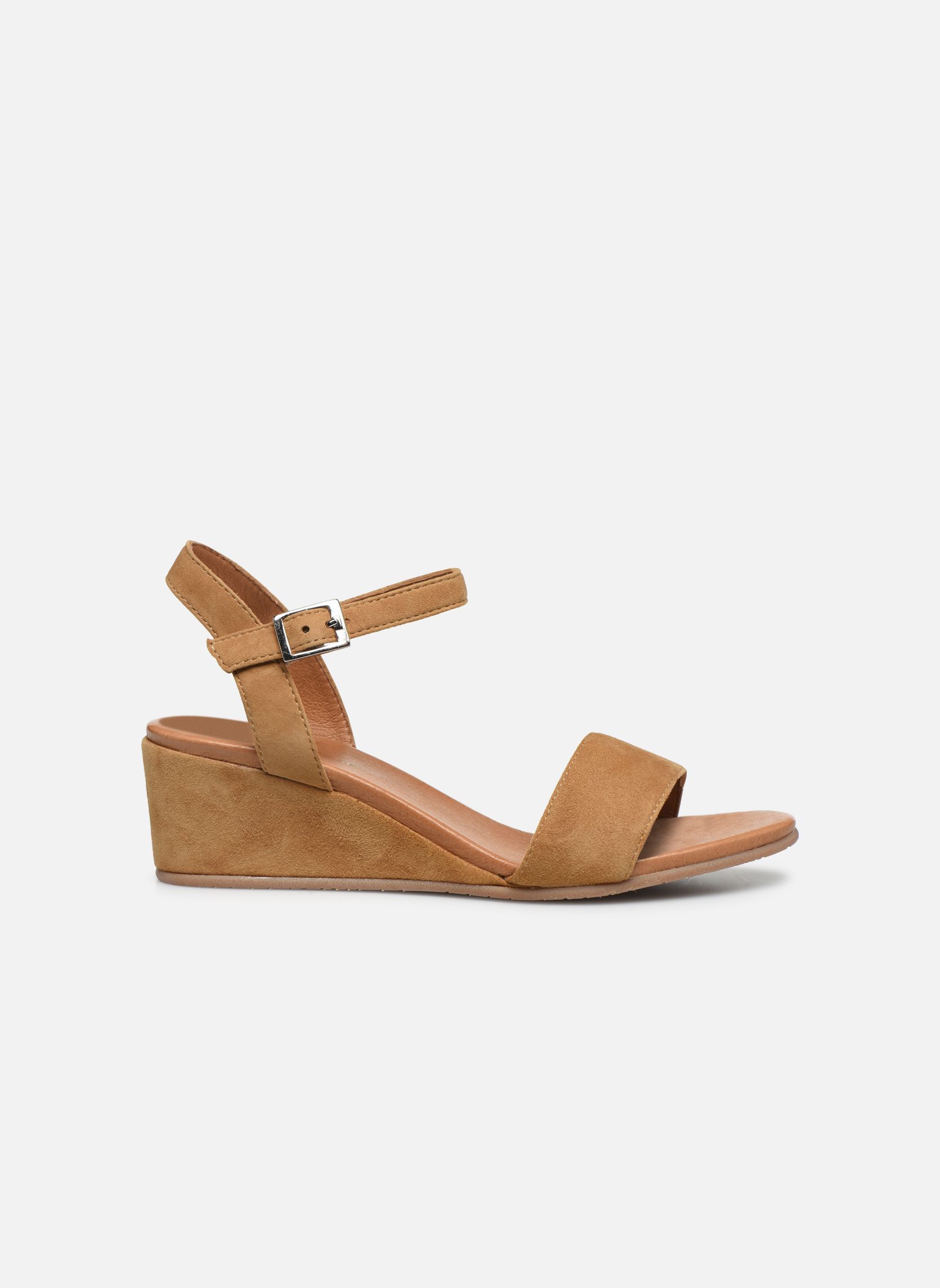 Sandalen met sleehak en plateau Ablican - sandales compensées dames bruin Georgia Rose Soft Sandalen met sleehak en plateau Ablican - sandales compensées dames bruin Cognac