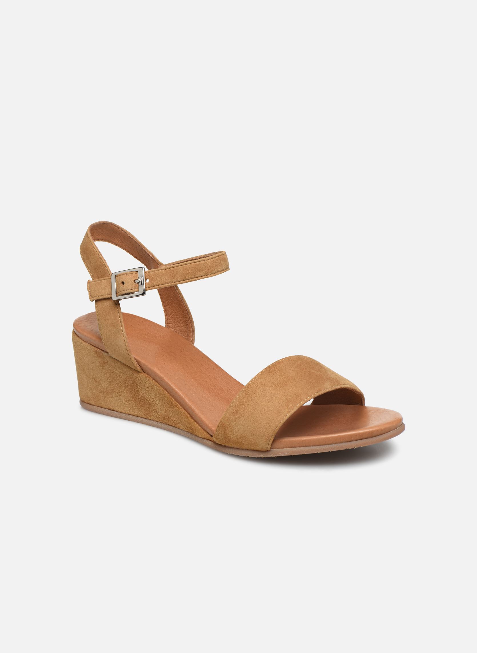 Sandalen met sleehak en plateau Ablican - sandales compensées dames bruin Georgia Rose Soft Sandalen met sleehak en plateau Ablican - sandales compensées dames bruin Cognac