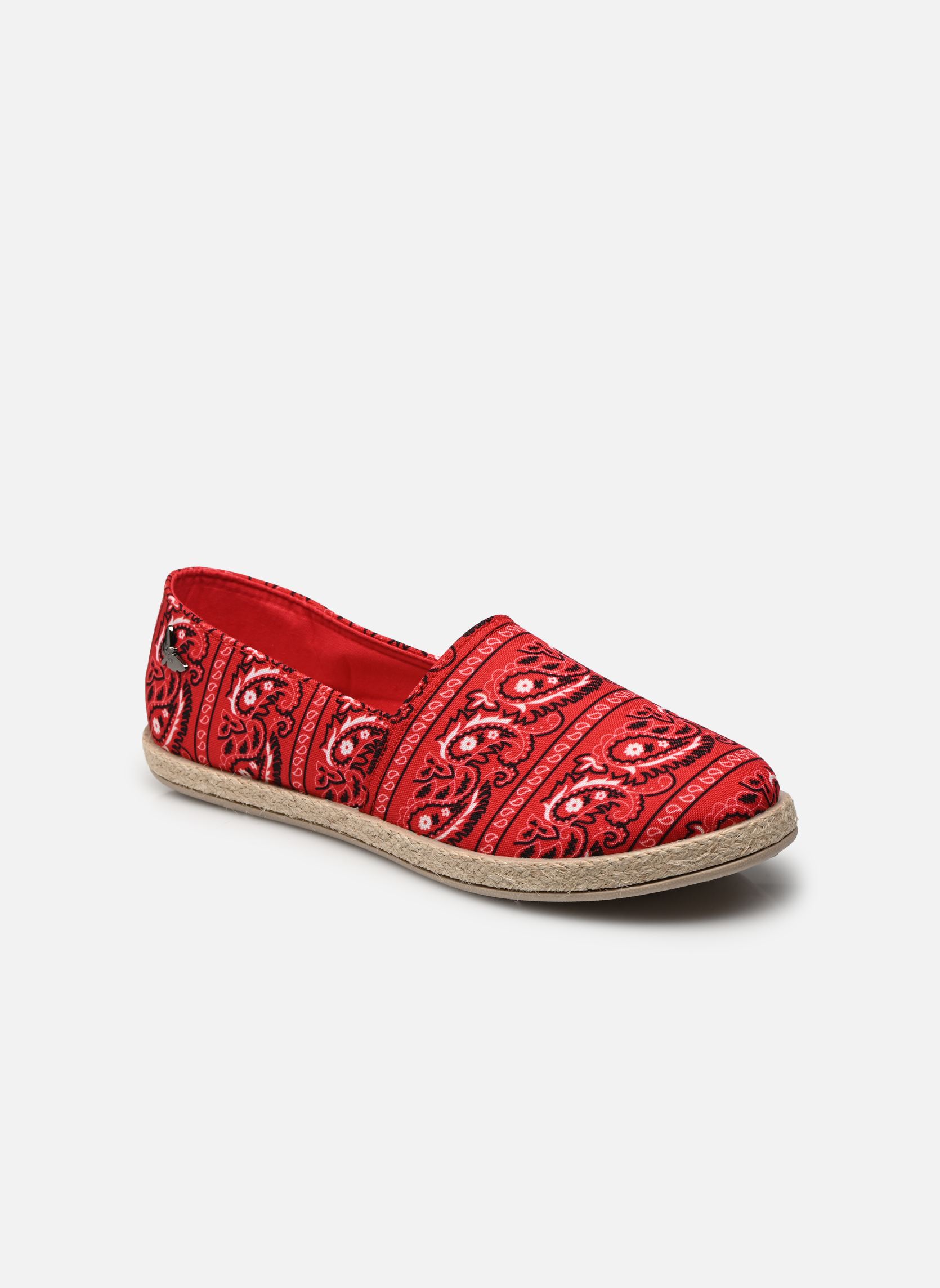 Platte espadrilles ZOE dames rood LPB -LES PETITES BOMBES Platte espadrilles ZOE dames rood PRINT ROUGE BANDANA